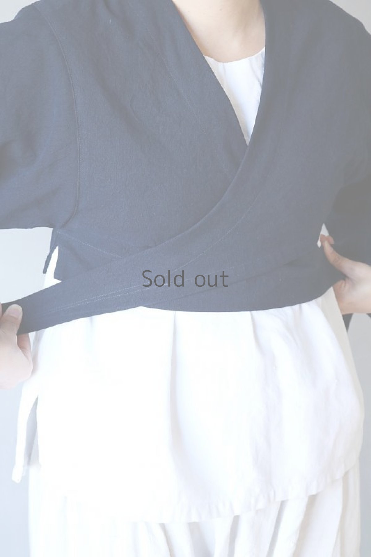 画像10: 【ササキチホ】アンティークリネン×染め 短上衣（紺） (10)