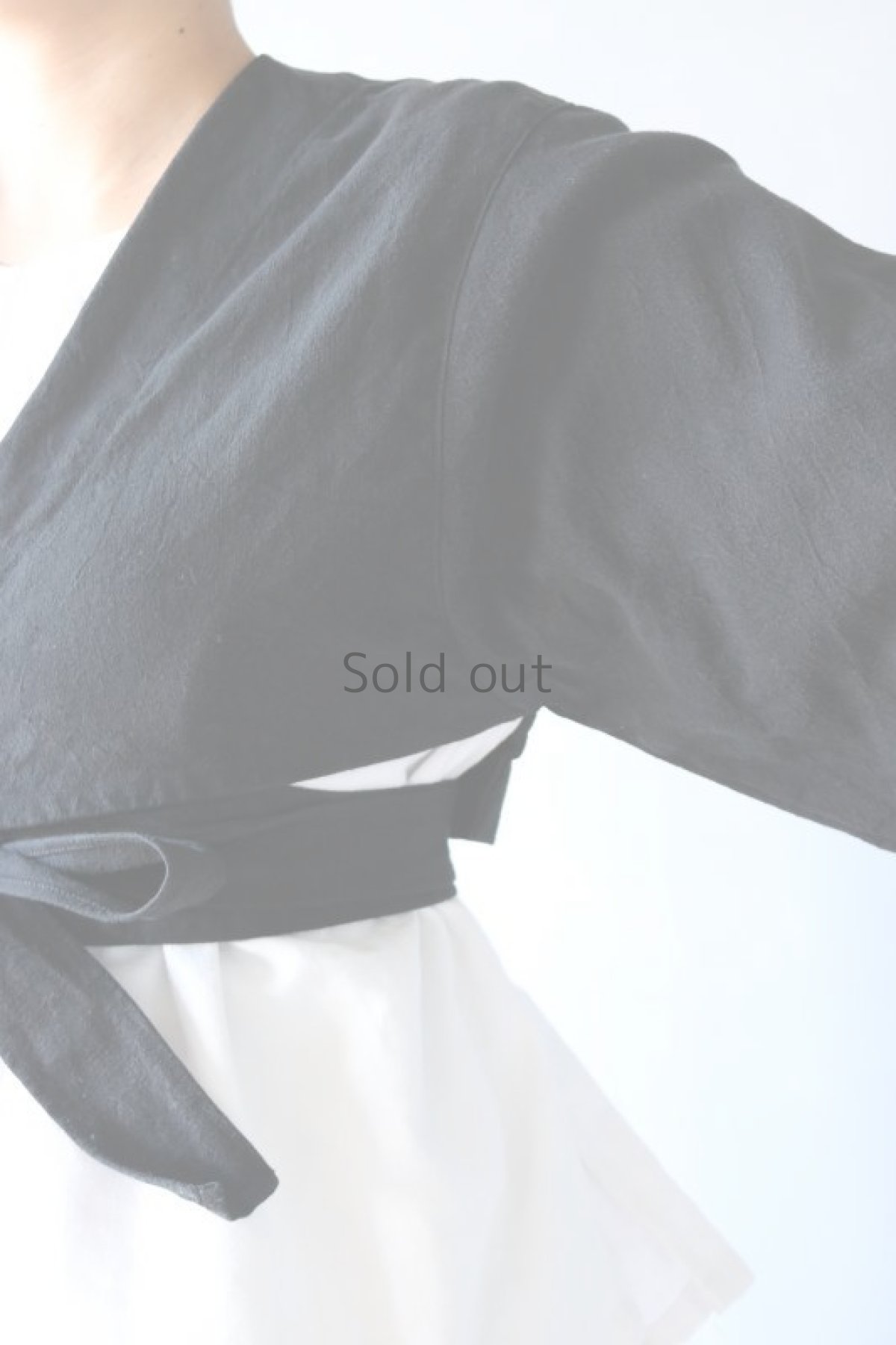 画像9: 【ササキチホ】アンティークリネン×染め 短上衣（黒） (9)