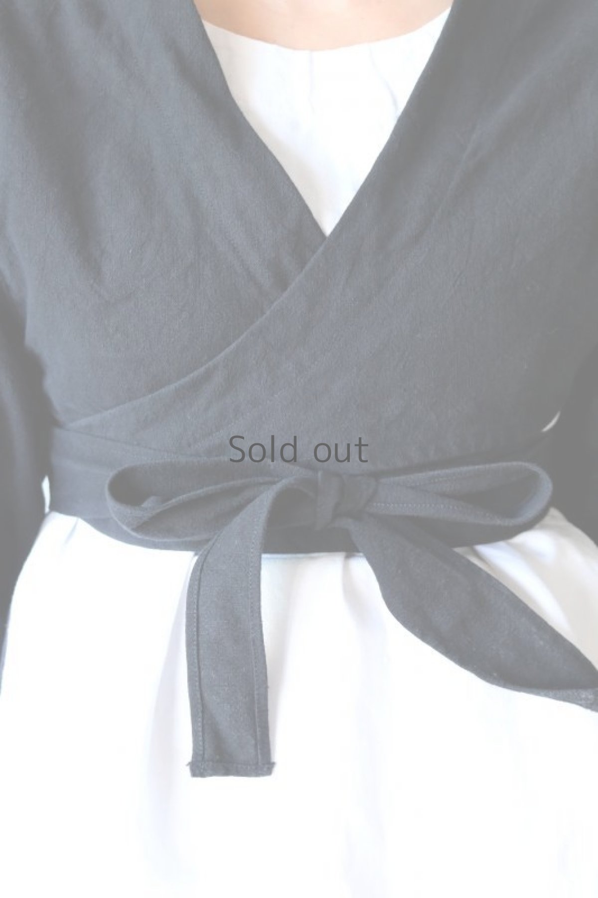 画像4: 【ササキチホ】アンティークリネン×染め 短上衣（黒） (4)