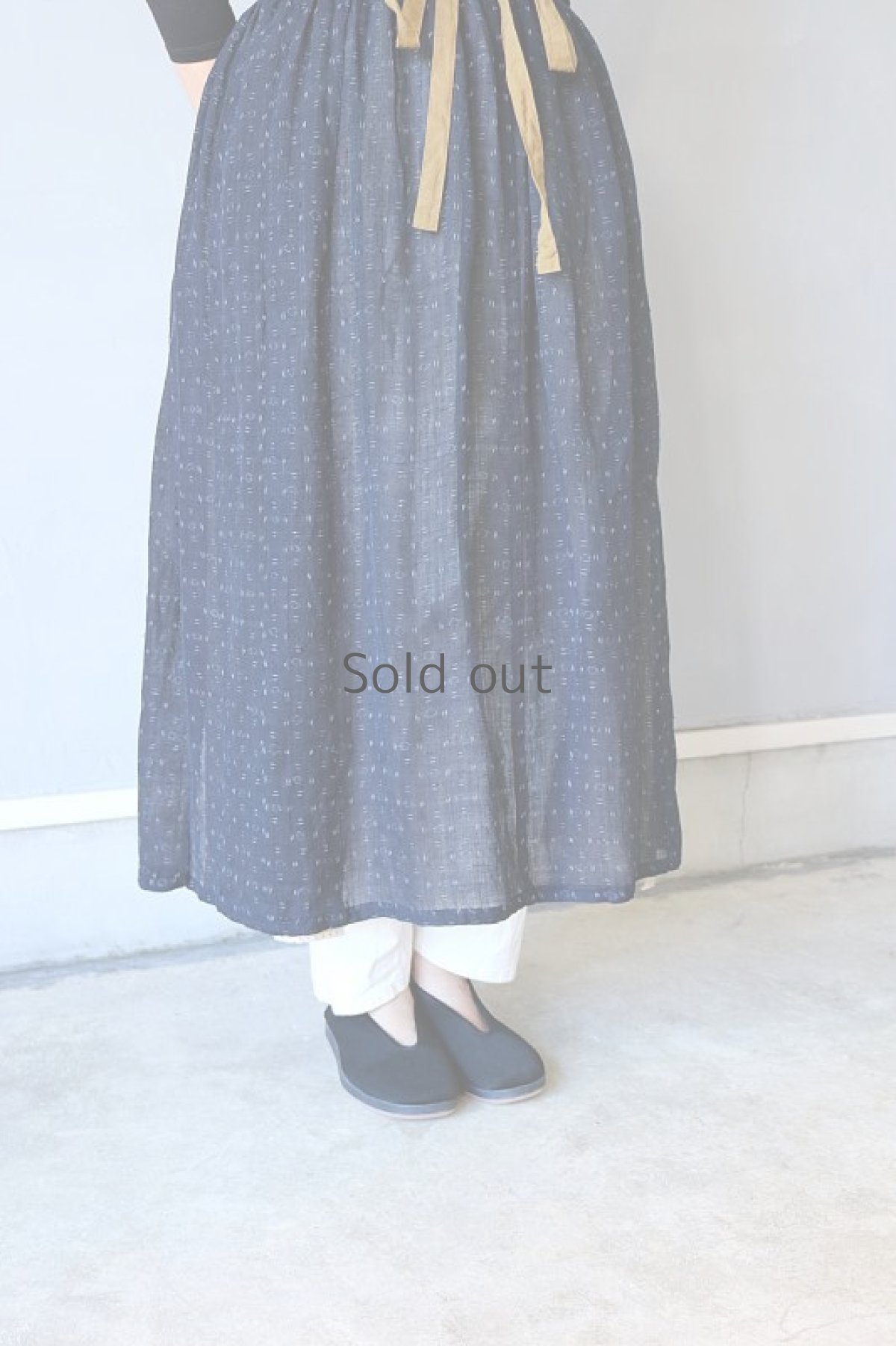画像3: 【ササキチホ】キモノリメイク　巻きスカート（藍の麻） (3)