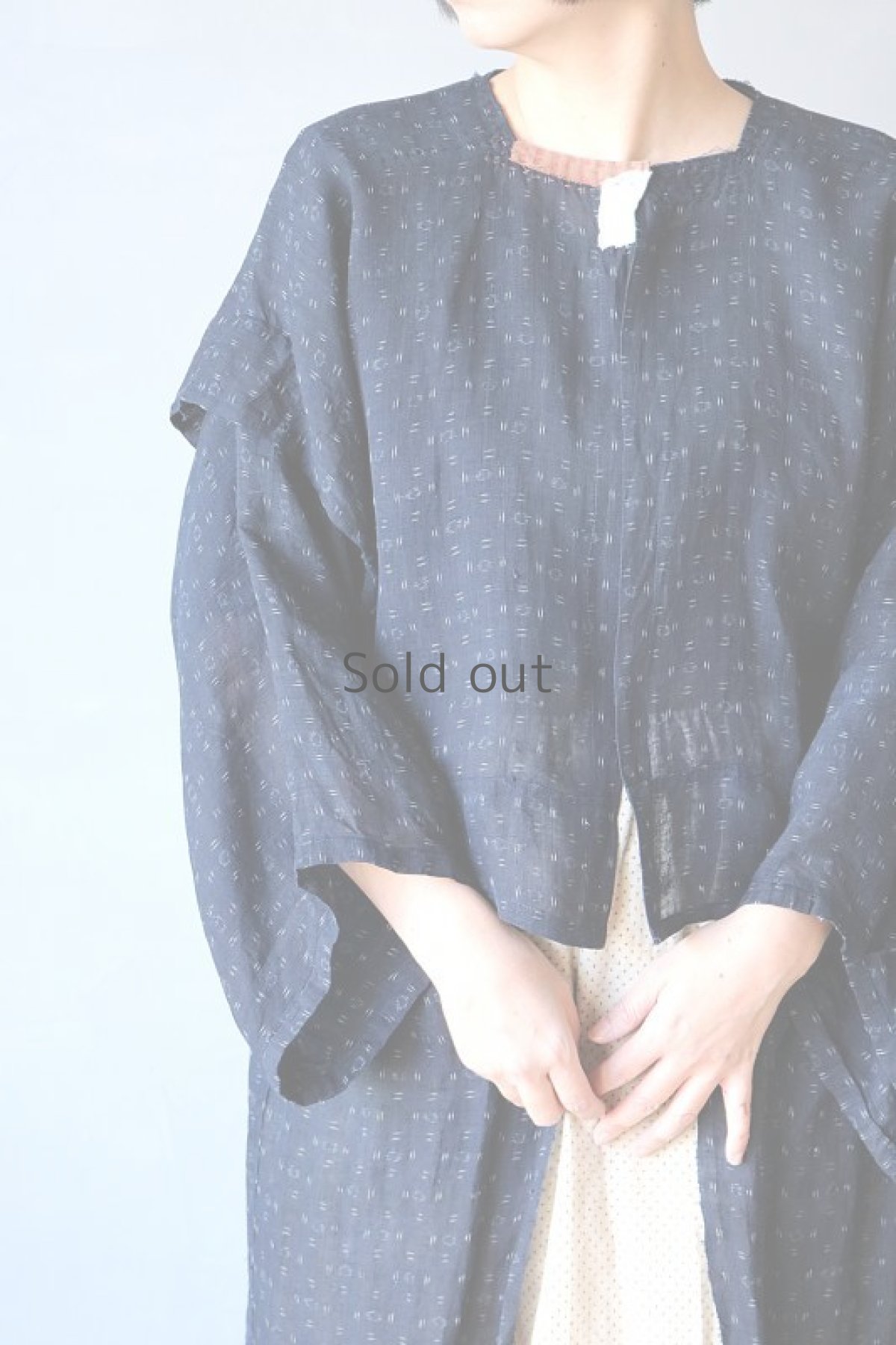画像3: 【ササキチホ】キモノリメイク　ブラウス（藍の麻） (3)
