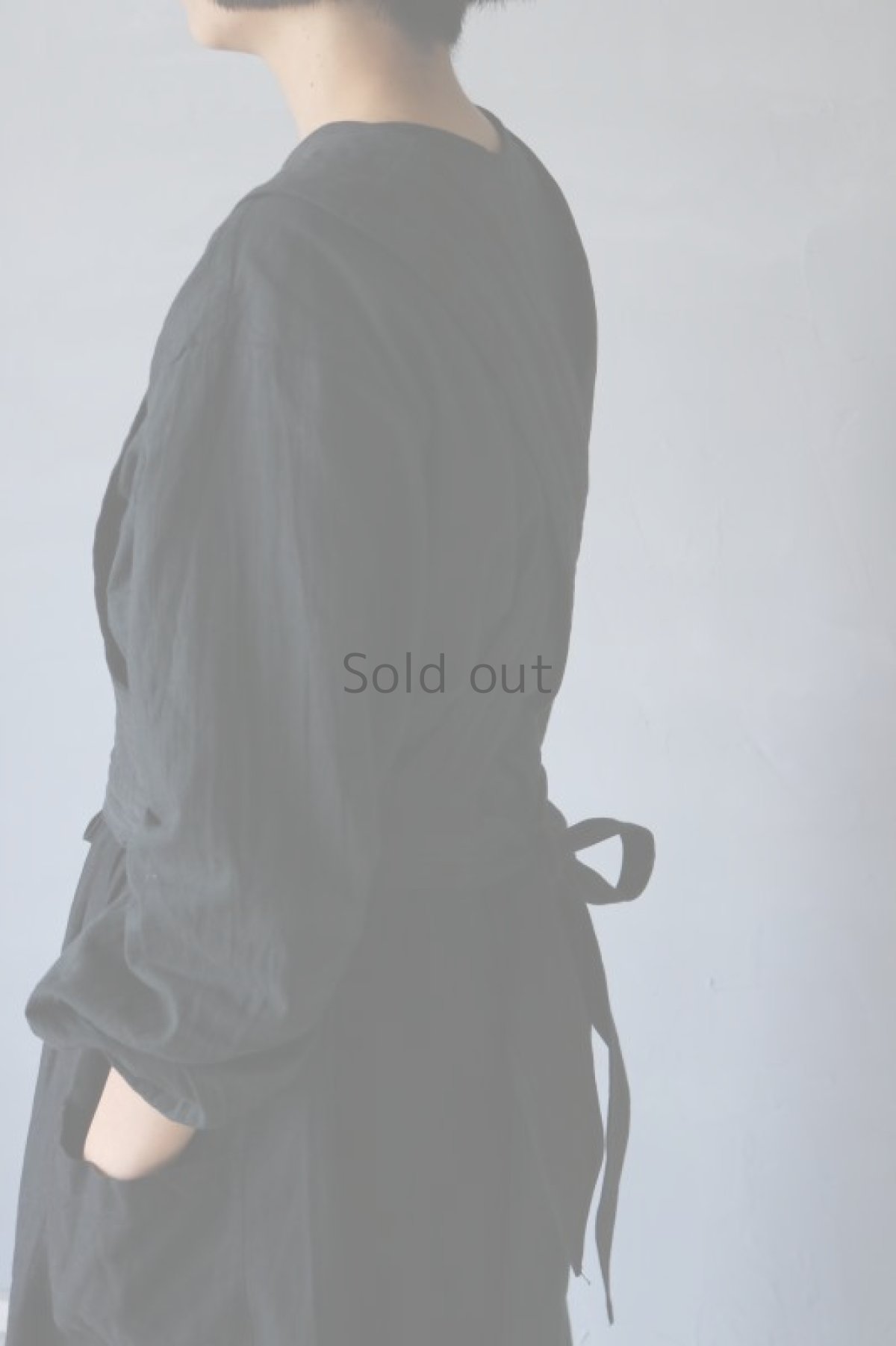 画像7: 【ササキチホ】アンティークリネン×染め 胴衣（黒） (7)