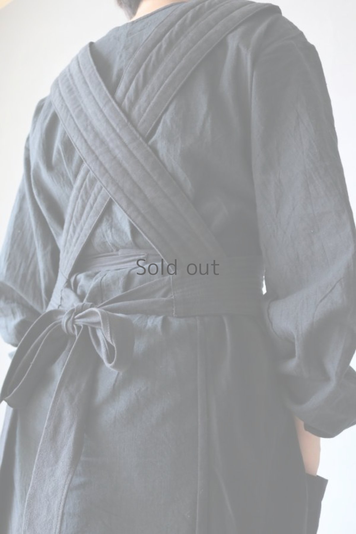 画像9: 【ササキチホ】アンティークリネン×染め 胴衣（黒） (9)