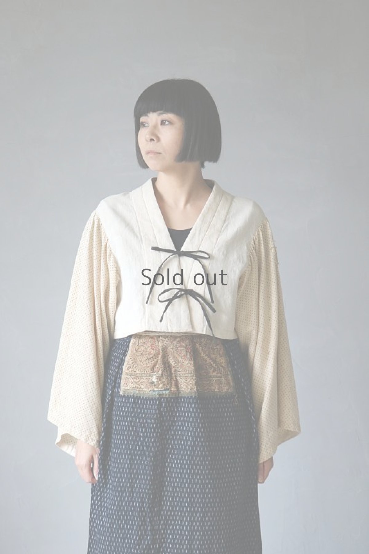 画像2: 【ササキチホ】古布　短上衣（前紐） (2)