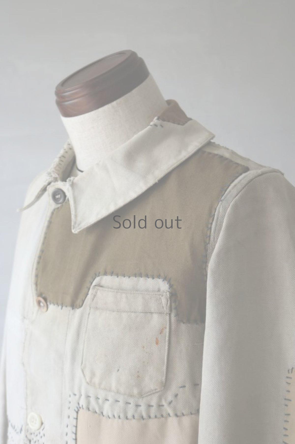 画像9: 【MITSUGU SASAKI】ビンテージリメイク　パッチワーク　ワークジャケット(1930年代　グレー) (9)