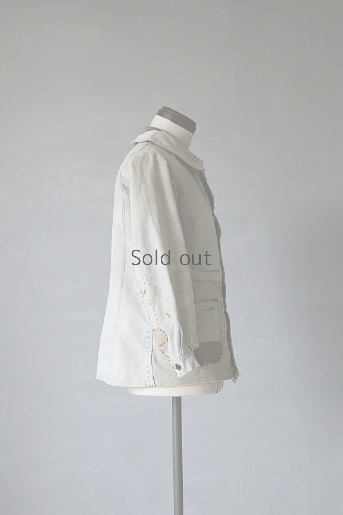 画像4: 【MITSUGU SASAKI】ビンテージリメイク　パッチワーク　ワークジャケット(1930年代　グレー) (4)