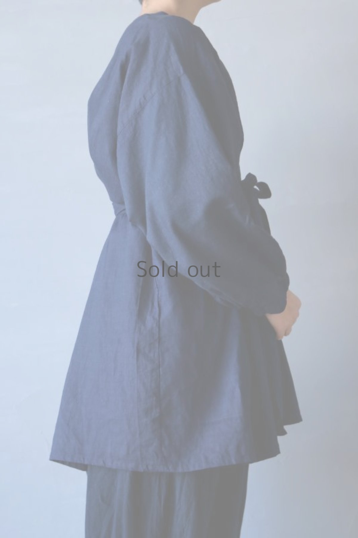 画像8: 【ササキチホ】キモノリメイク　チュニックブラウス（茄子紺木綿） (8)