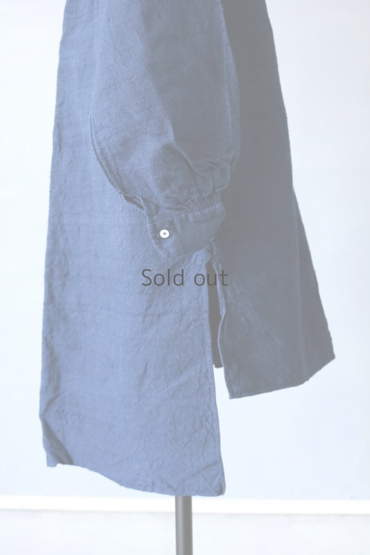 画像12: 【フランス】２０世紀初頭のアンティークリネン×染め　スモックロングシャツ（紺色） (12)