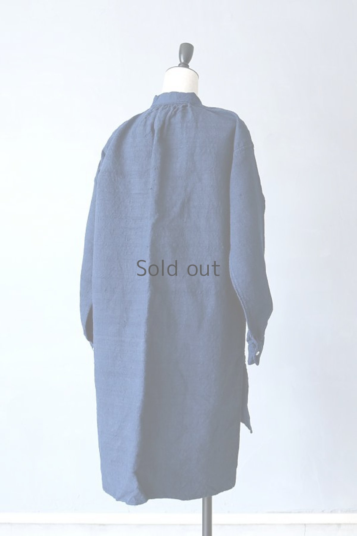 画像10: 【フランス】２０世紀初頭のアンティークリネン×染め　スモックロングシャツ（紺色） (10)