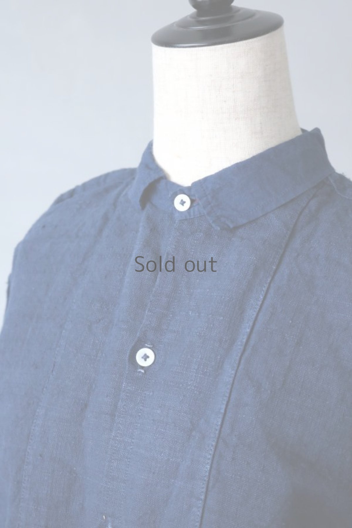 画像3: 【フランス】２０世紀初頭のアンティークリネン×染め　スモックロングシャツ（紺色） (3)