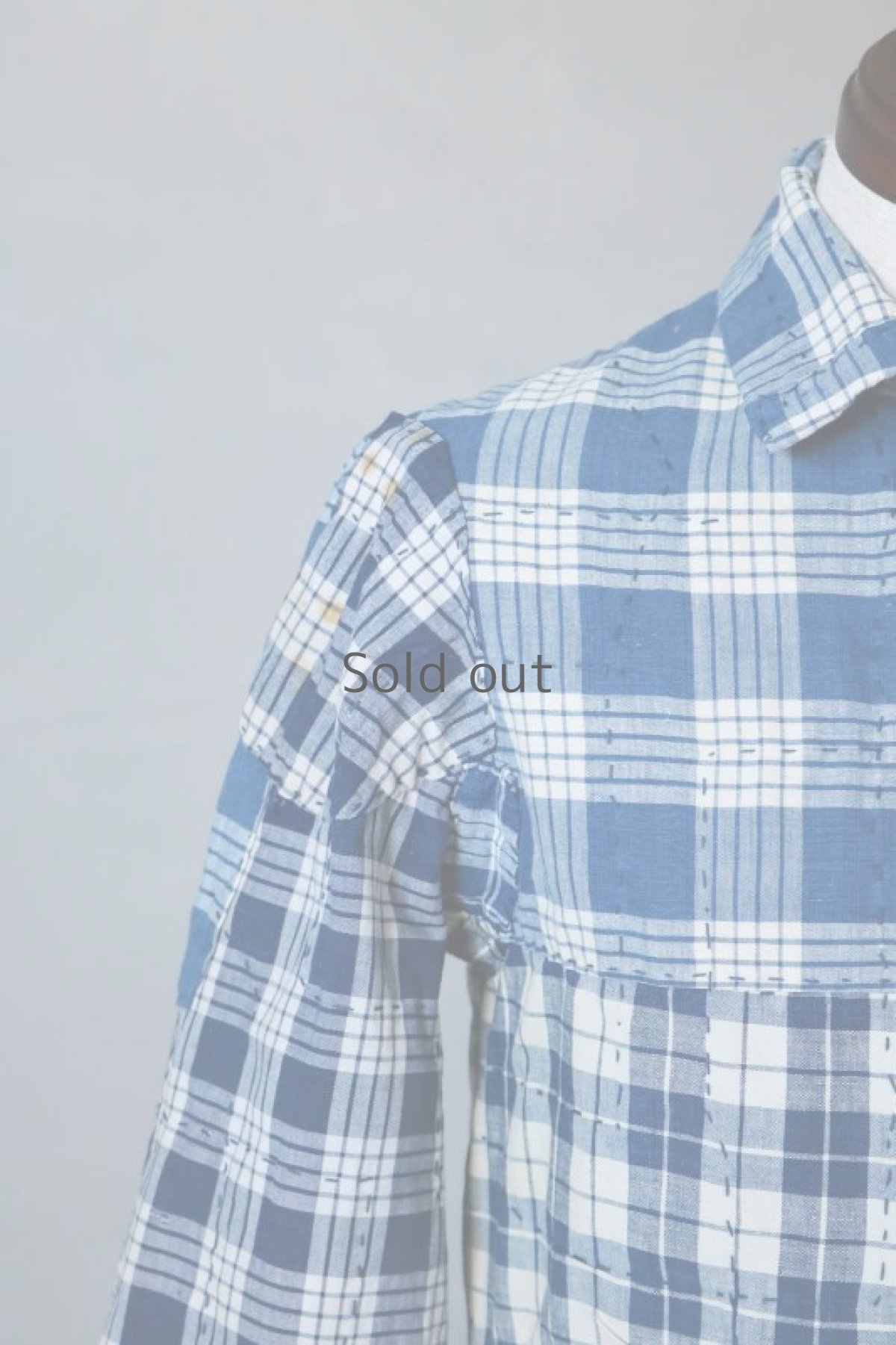 画像7: 【MITSUGU SASAKI】ビンテージリメイク フレンチアンティーク パラカジャケット(インディゴ チェック) (7)