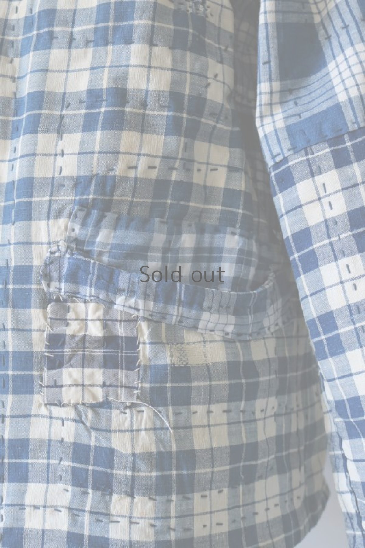 画像6: 【MITSUGU SASAKI】ビンテージリメイク フレンチアンティーク パラカジャケット(インディゴ チェック) (6)