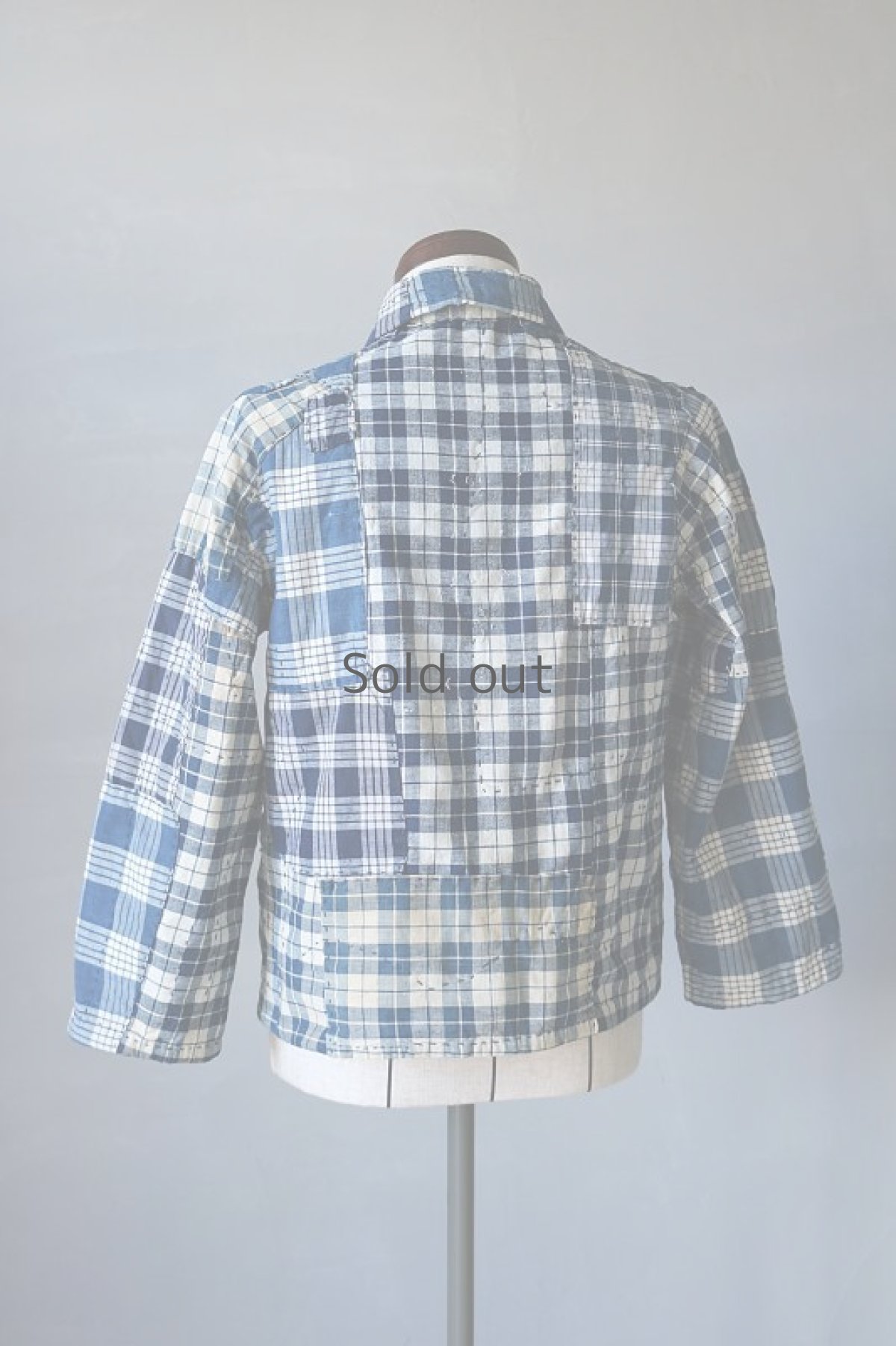 画像11: 【MITSUGU SASAKI】ビンテージリメイク フレンチアンティーク パラカジャケット(インディゴ チェック) (11)