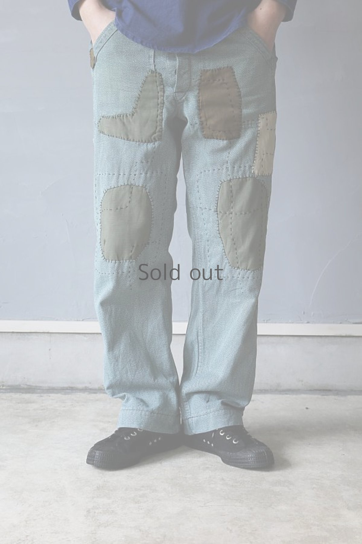 画像8: 【MITSUGU SASAKI】ビンテージ×リメイク　スイス軍のパッチワーク　ミリタリーパンツ（グレーグリーン） (8)