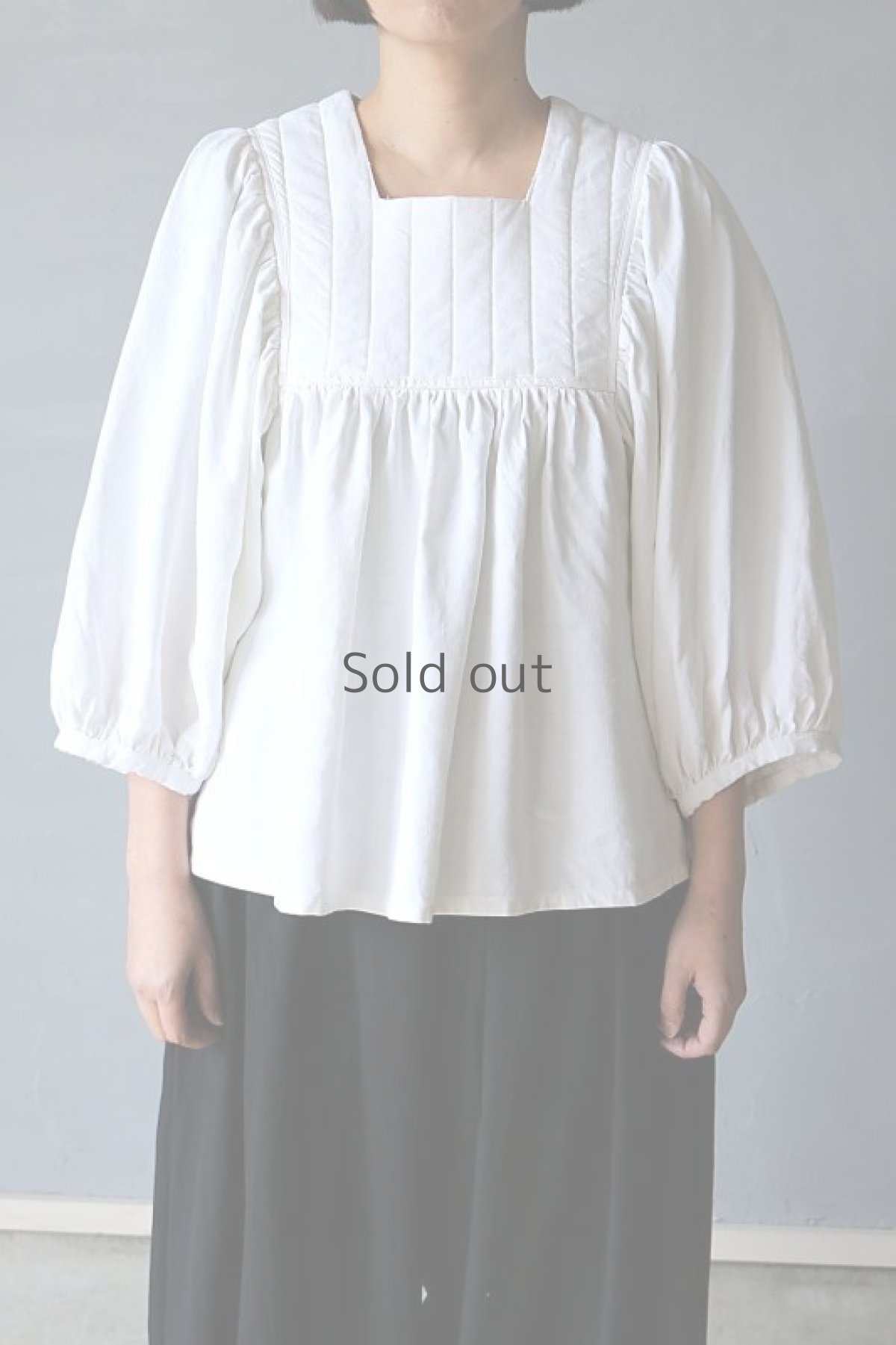 画像2: 【ササキチホ】アンティークリネン　フォークロアボリュームブラウス（白色） (2)