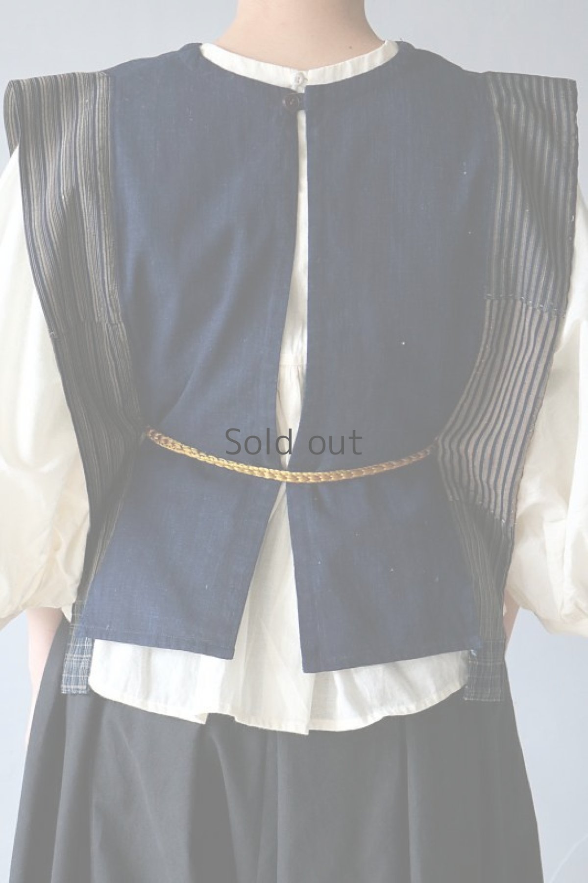 画像7: 【ササキチホ】古布　気まぐれトップス（藍染木綿/縞） (7)