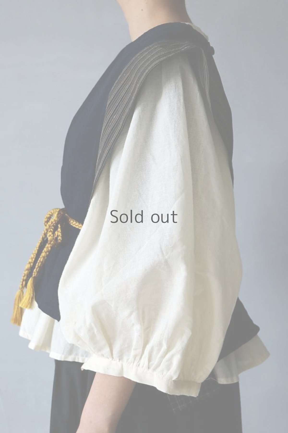 画像6: 【ササキチホ】古布　気まぐれトップス（藍染木綿/縞） (6)