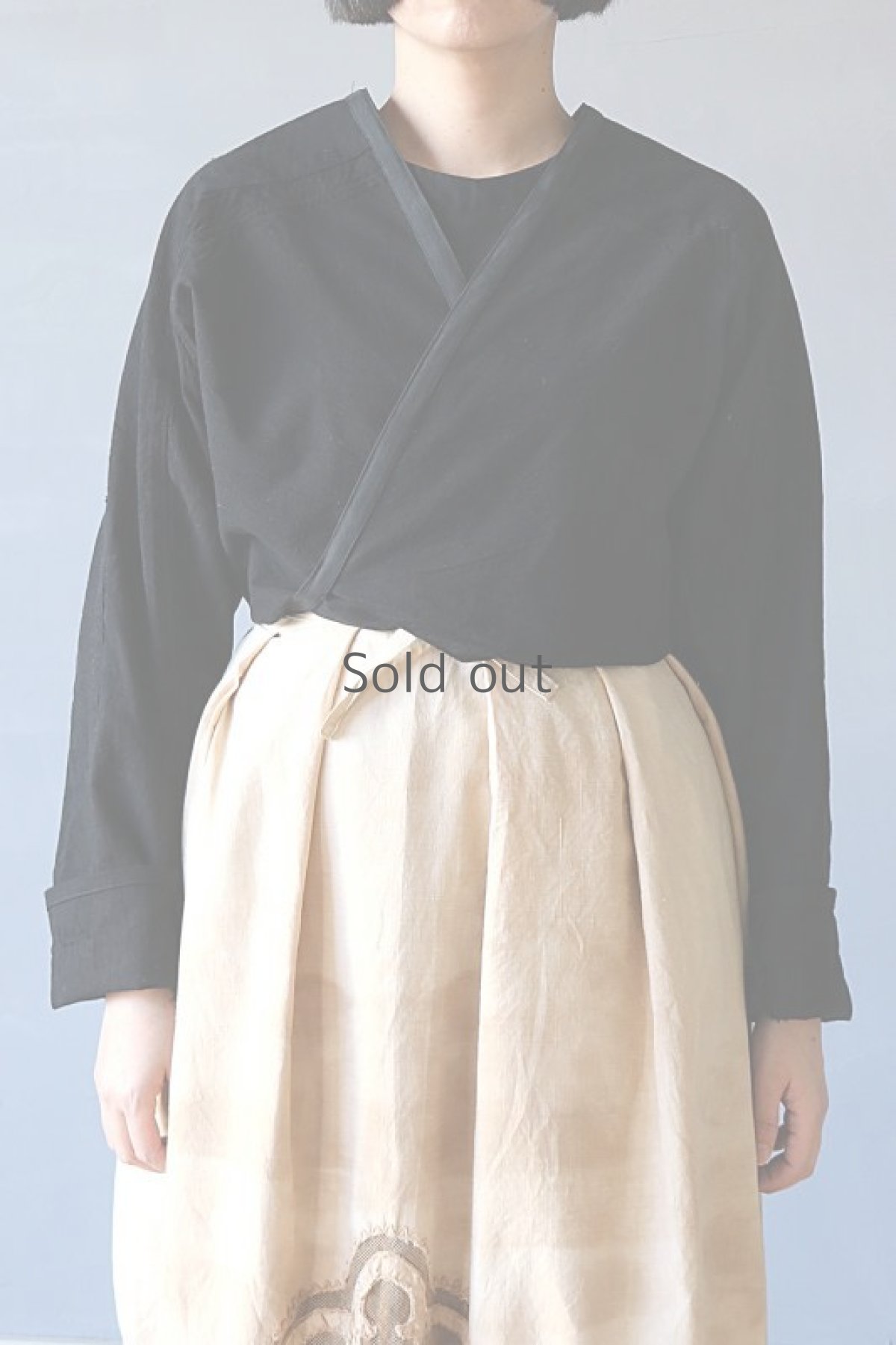 画像2: 【ササキチホ】古布　巻上衣　後染黒 (2)