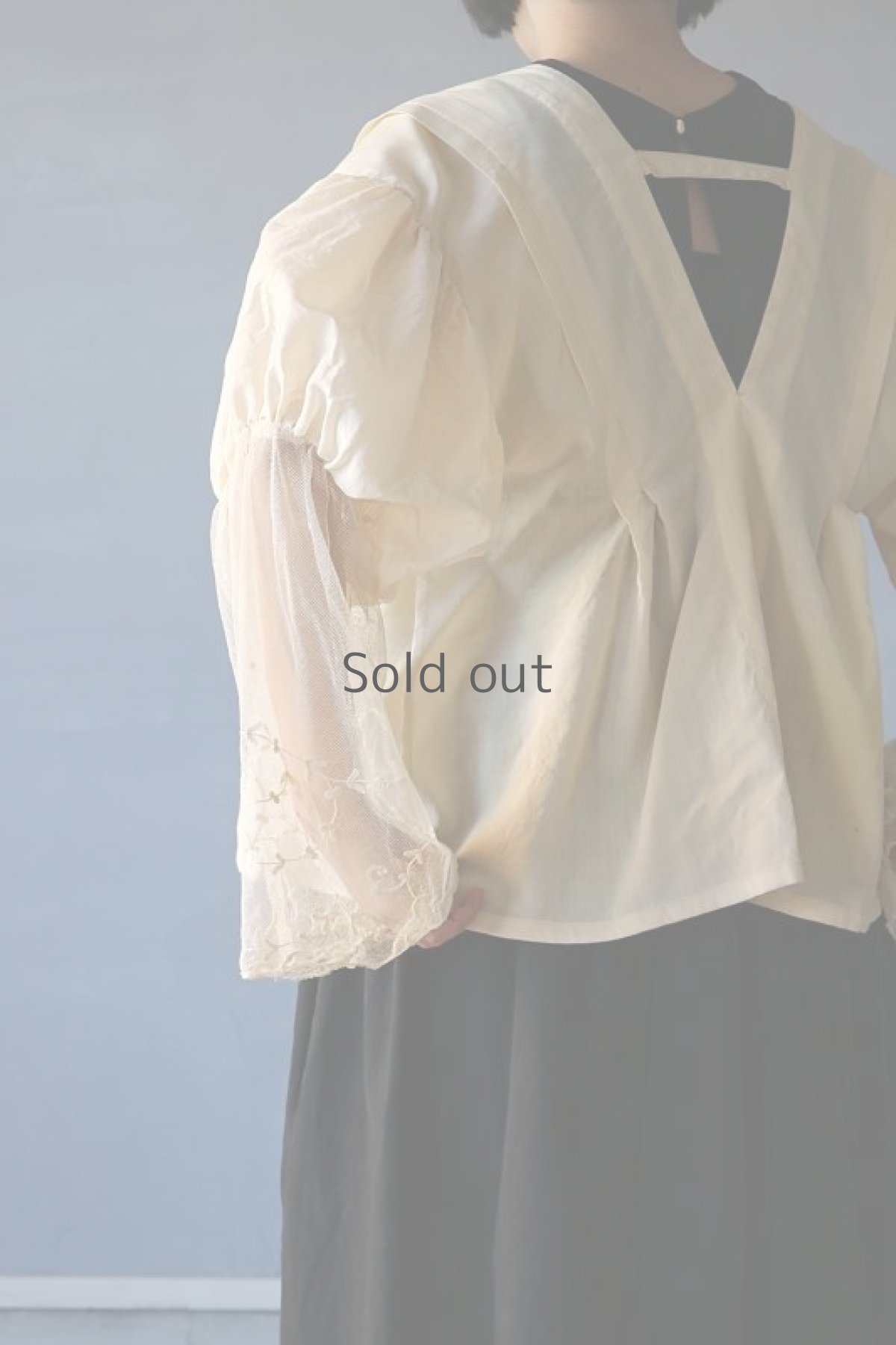 画像13: 【ササキチホ】キモノリメイク　レース袖ブラウス (13)