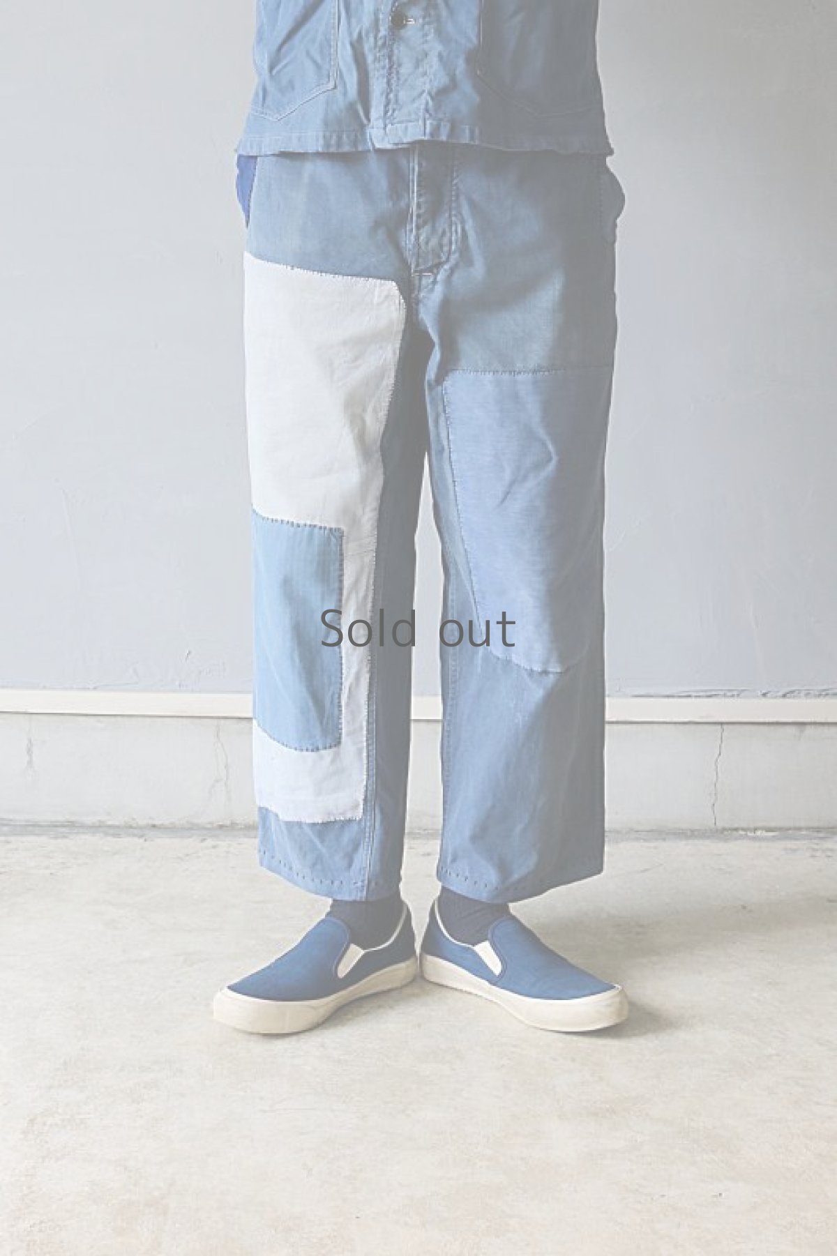 画像2: 【MITSUGU SASAKI】ビンテージ×リメイク　パッチワーク　ワークパンツ(ビッグパッチワーク) (2)