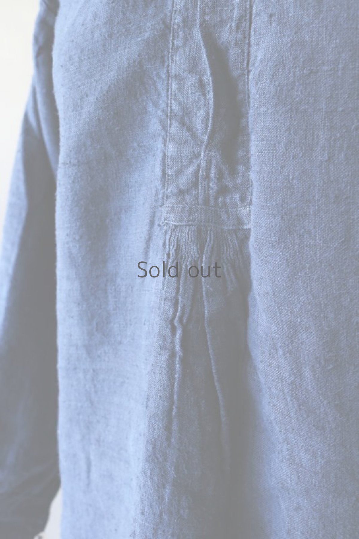 画像4: 【フランス】２０世紀初頭のアンティークリネン×染め　細めのスモックロングシャツ（紺色） (4)