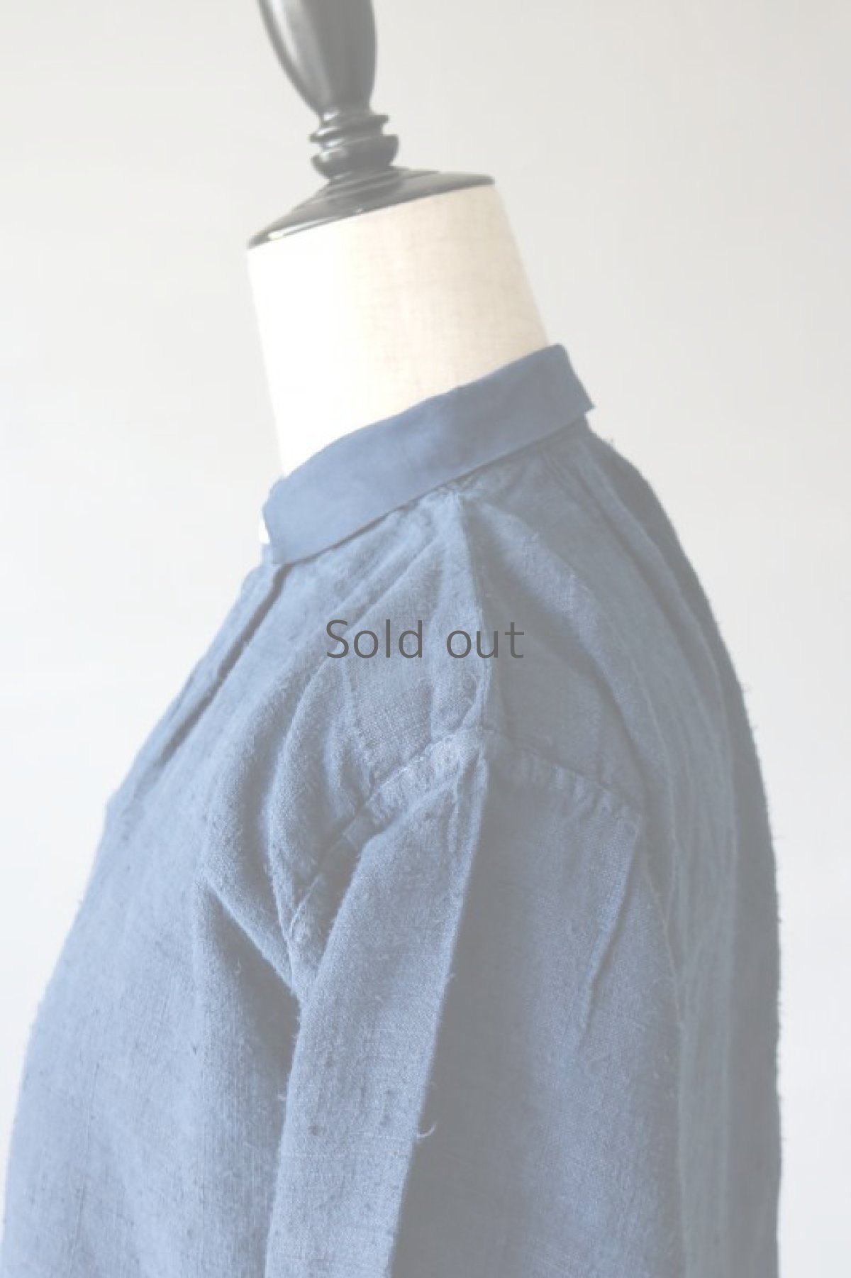 画像5: 【フランス】２０世紀初頭のアンティークリネン×染め　細めのスモックロングシャツ（紺色） (5)