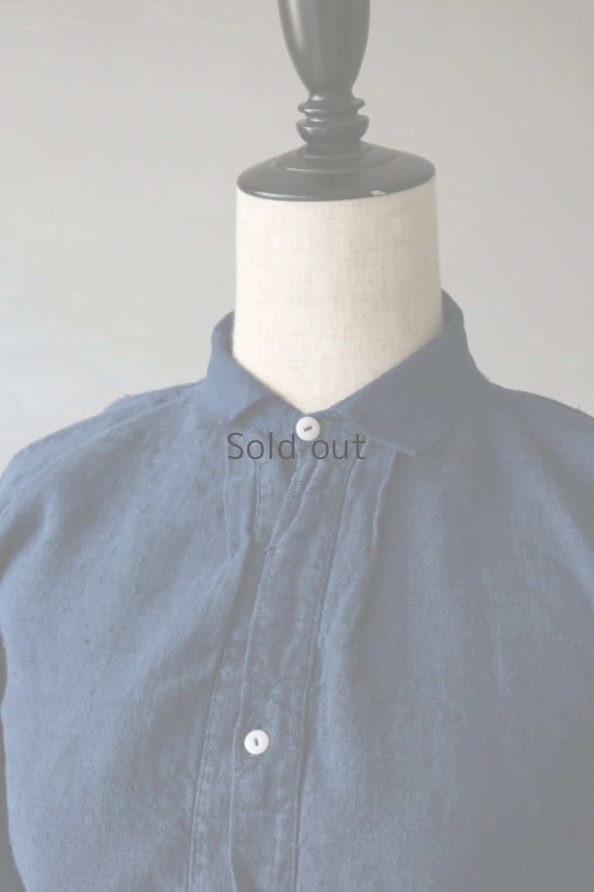 画像3: 【フランス】２０世紀初頭のアンティークリネン×染め　細めのスモックロングシャツ（紺色） (3)