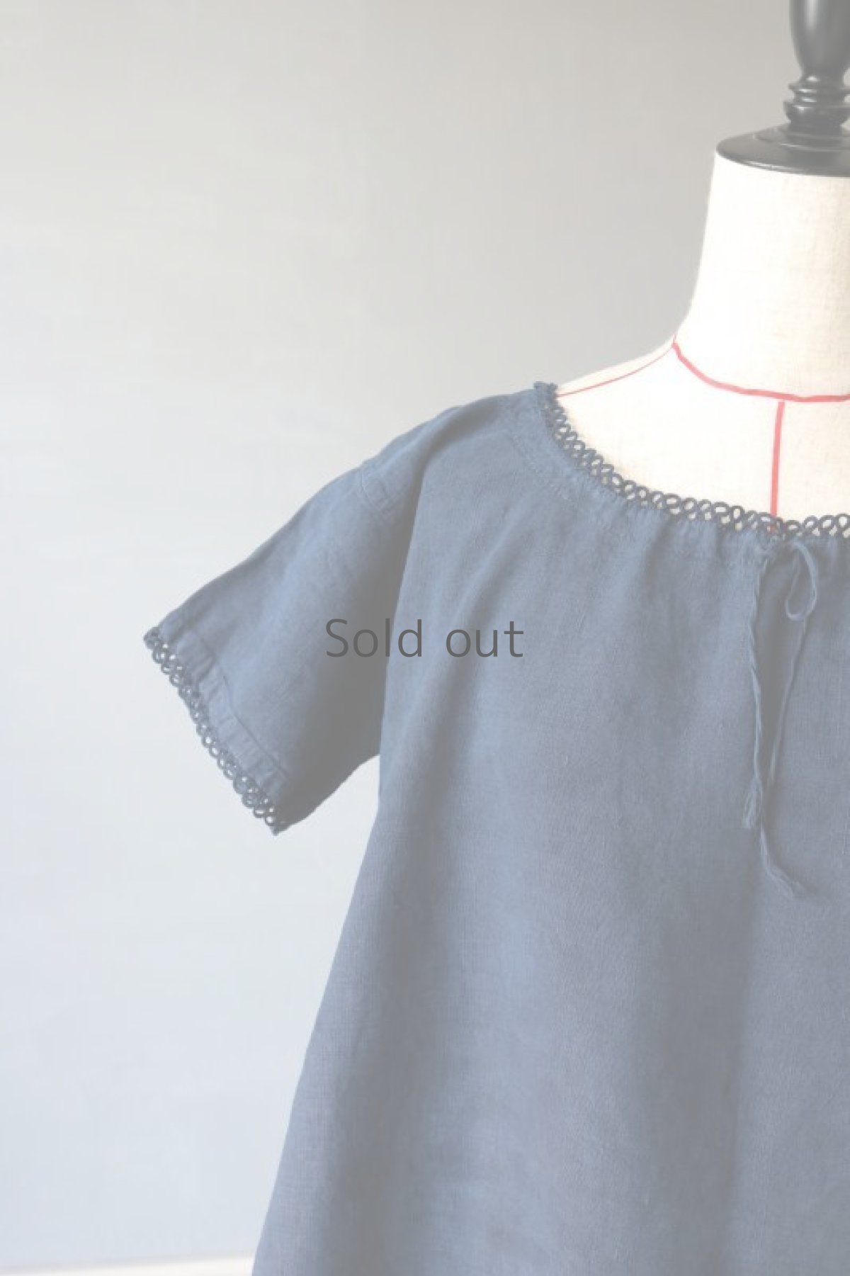 画像5: 【フランス】アンティークリネン×染　半袖ワンピース（紺） (5)