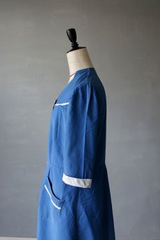 画像6: 【フランス】1950年代頃のブルーコットンワークドレス (6)