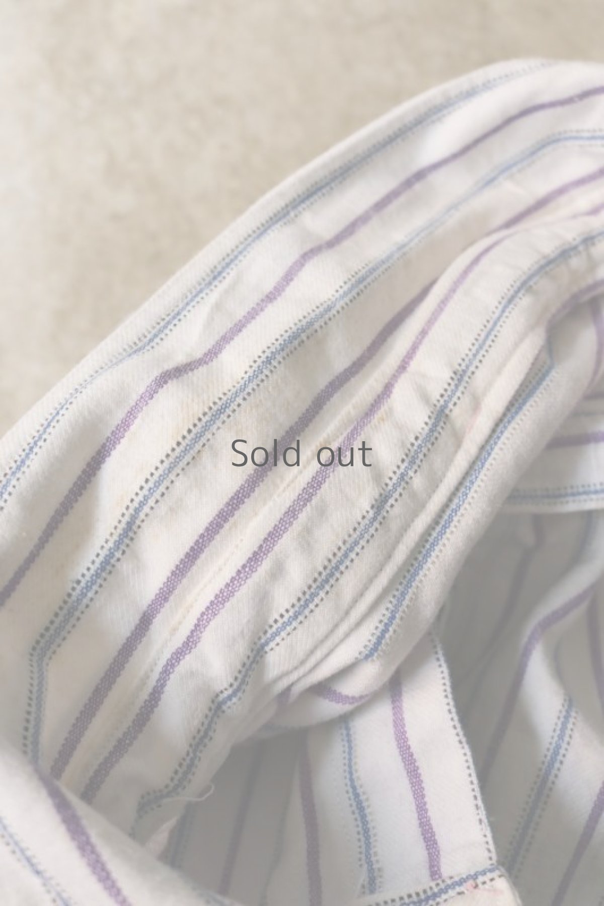 画像15: 【フランス】1950年代頃 プルオーバーストライプロングシャツ（白とブルーと紫） (15)