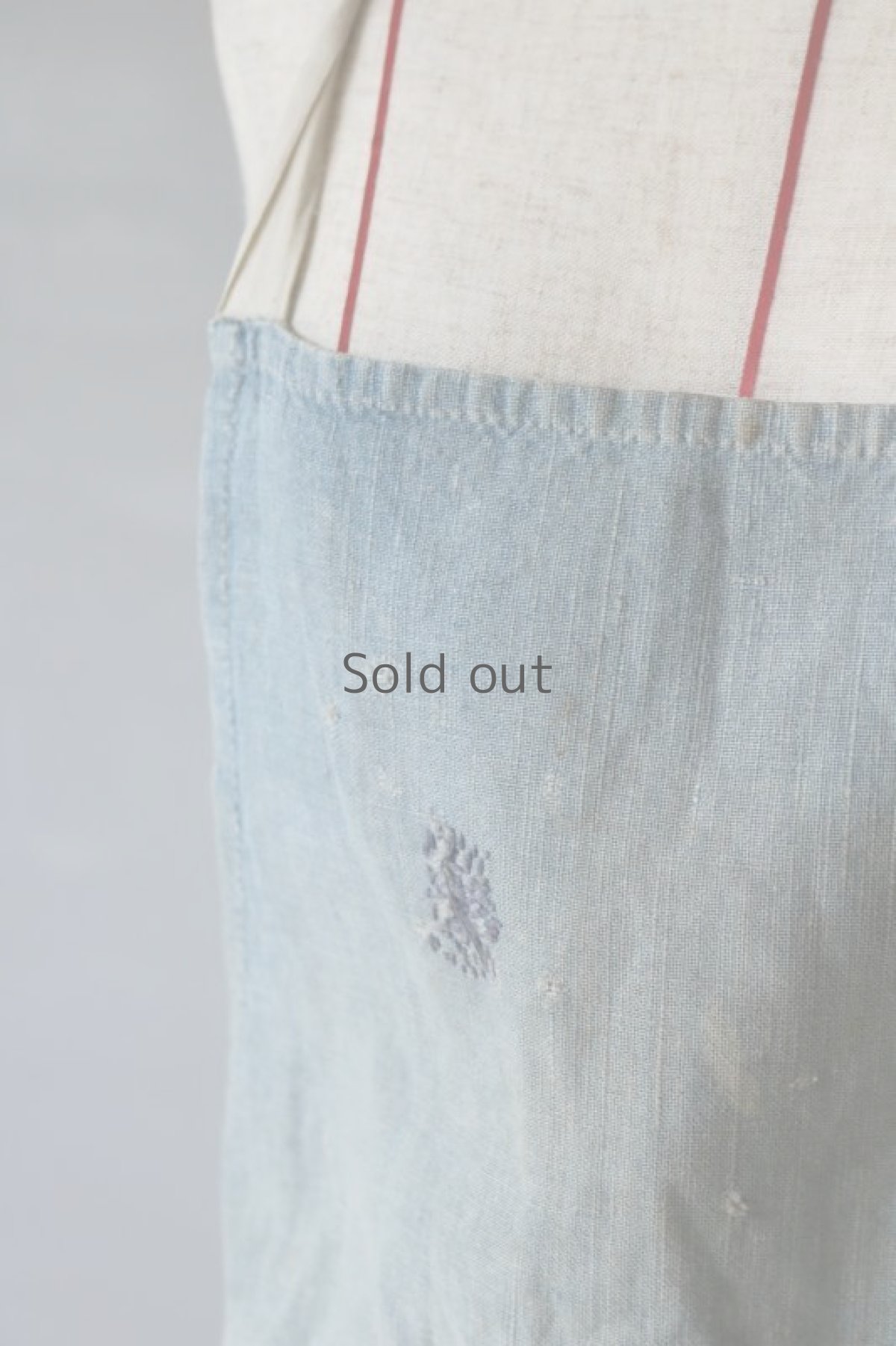 画像3: 【フランス】ビンテージ　色あせのインディゴリネン ワークエプロン（ポケット付き） (3)