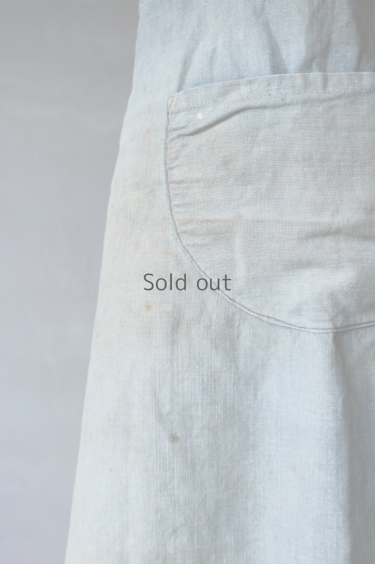 画像5: 【フランス】ビンテージ　色あせのインディゴリネン ワークエプロン（ポケット付き） (5)