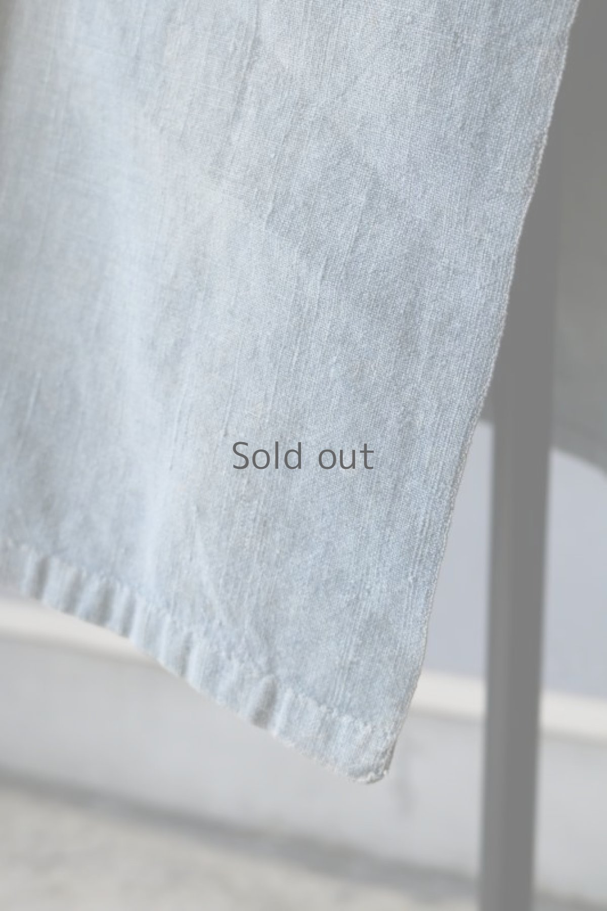 画像8: 【フランス】ビンテージ　色あせのインディゴリネン ワークエプロン（ポケット付き） (8)