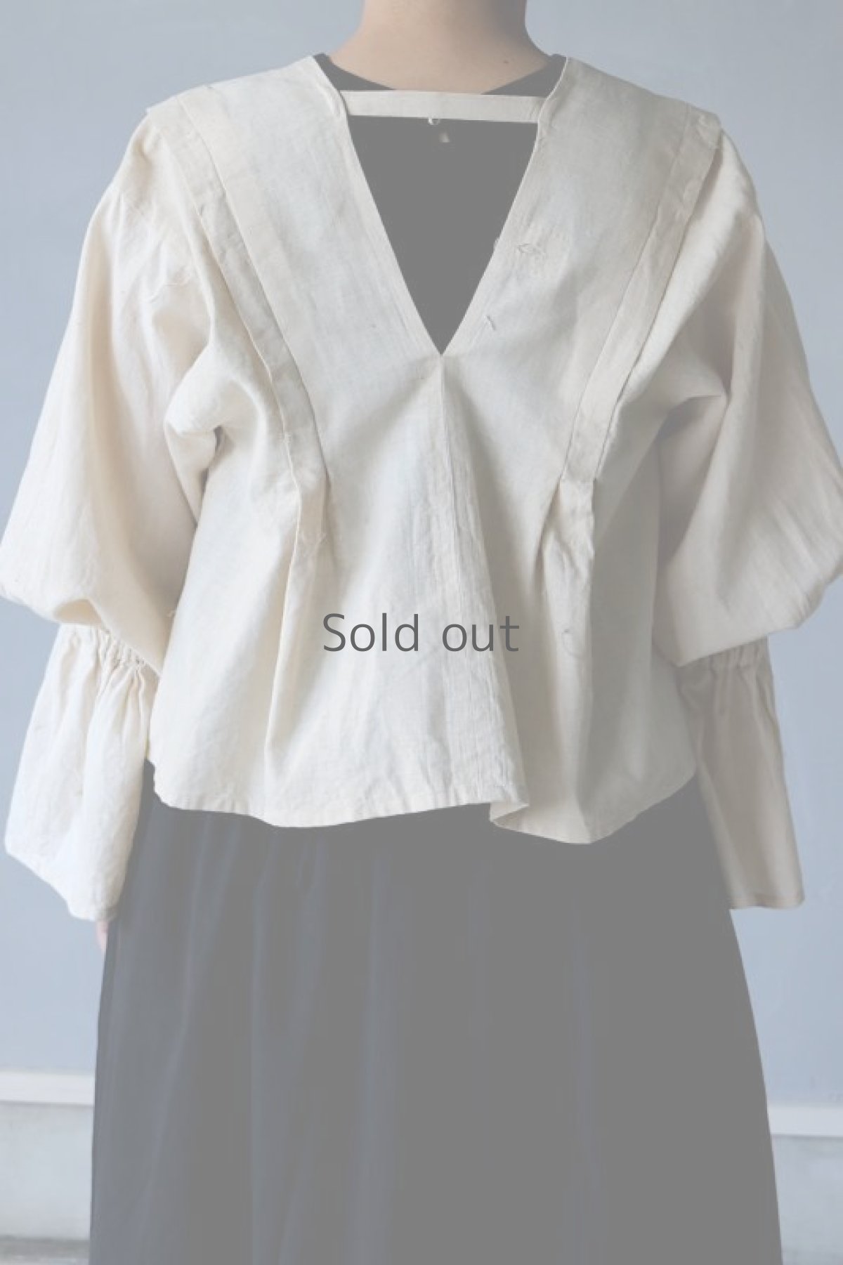 画像9: 【ササキチホ】古布　ピエロ袖ブラウス(生成り) (9)