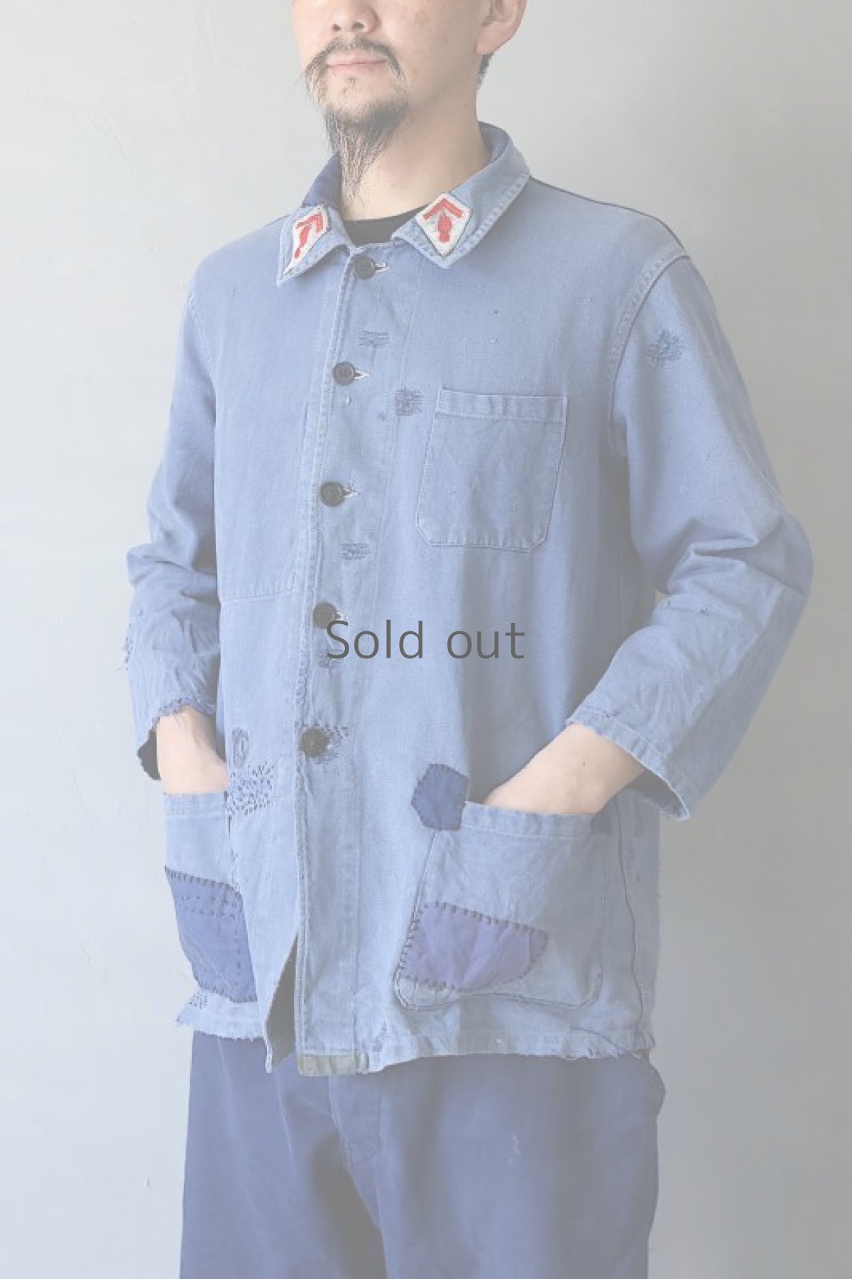 画像2: 【MITSUGU SASAKI】ビンテージリメイク　パッチワーク　ファイヤーファイターワークジャケット (2)