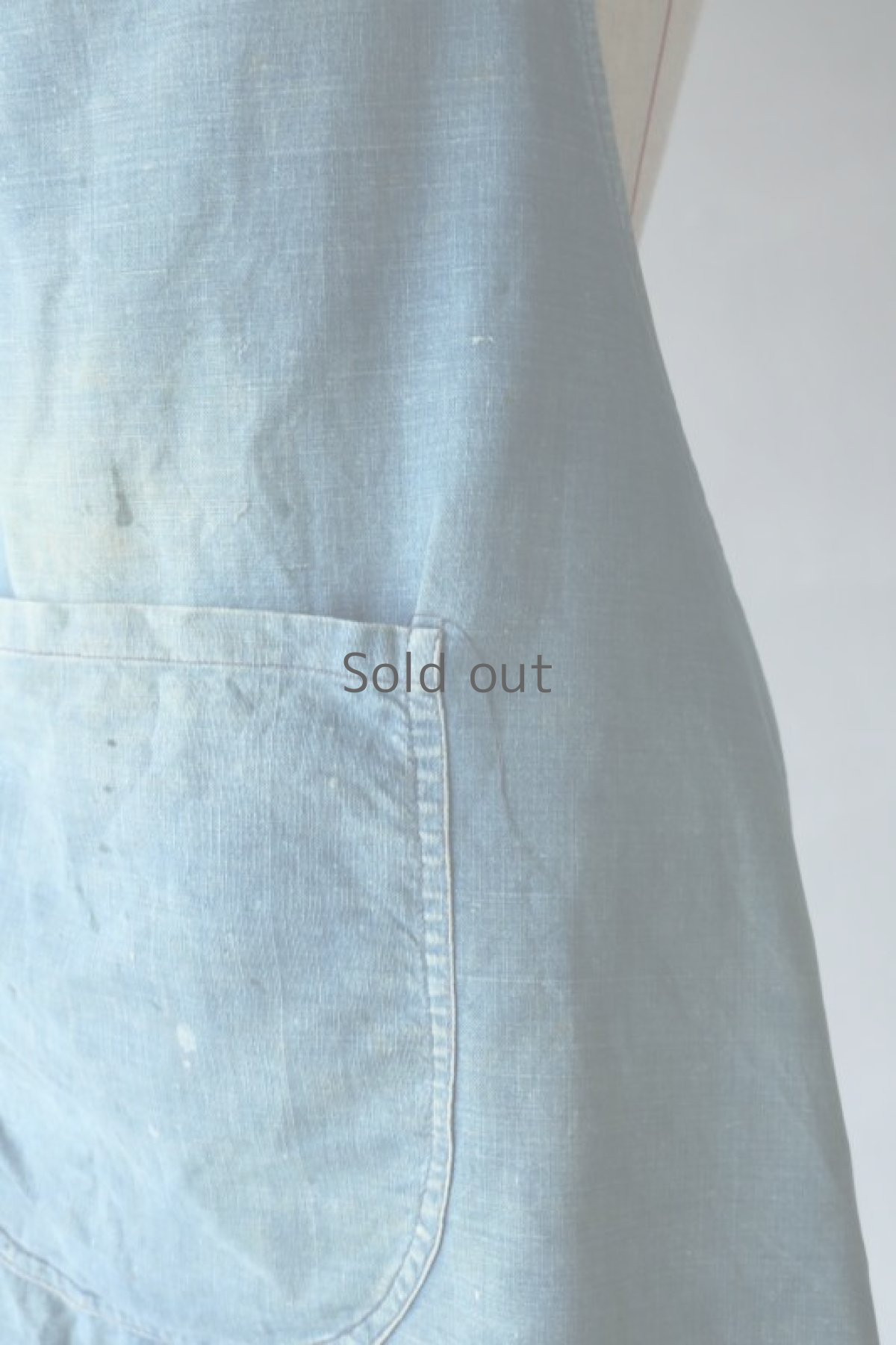 画像4: 【フランス】アンティーク　インディゴコットン ワークエプロン（ポケット付き） (4)