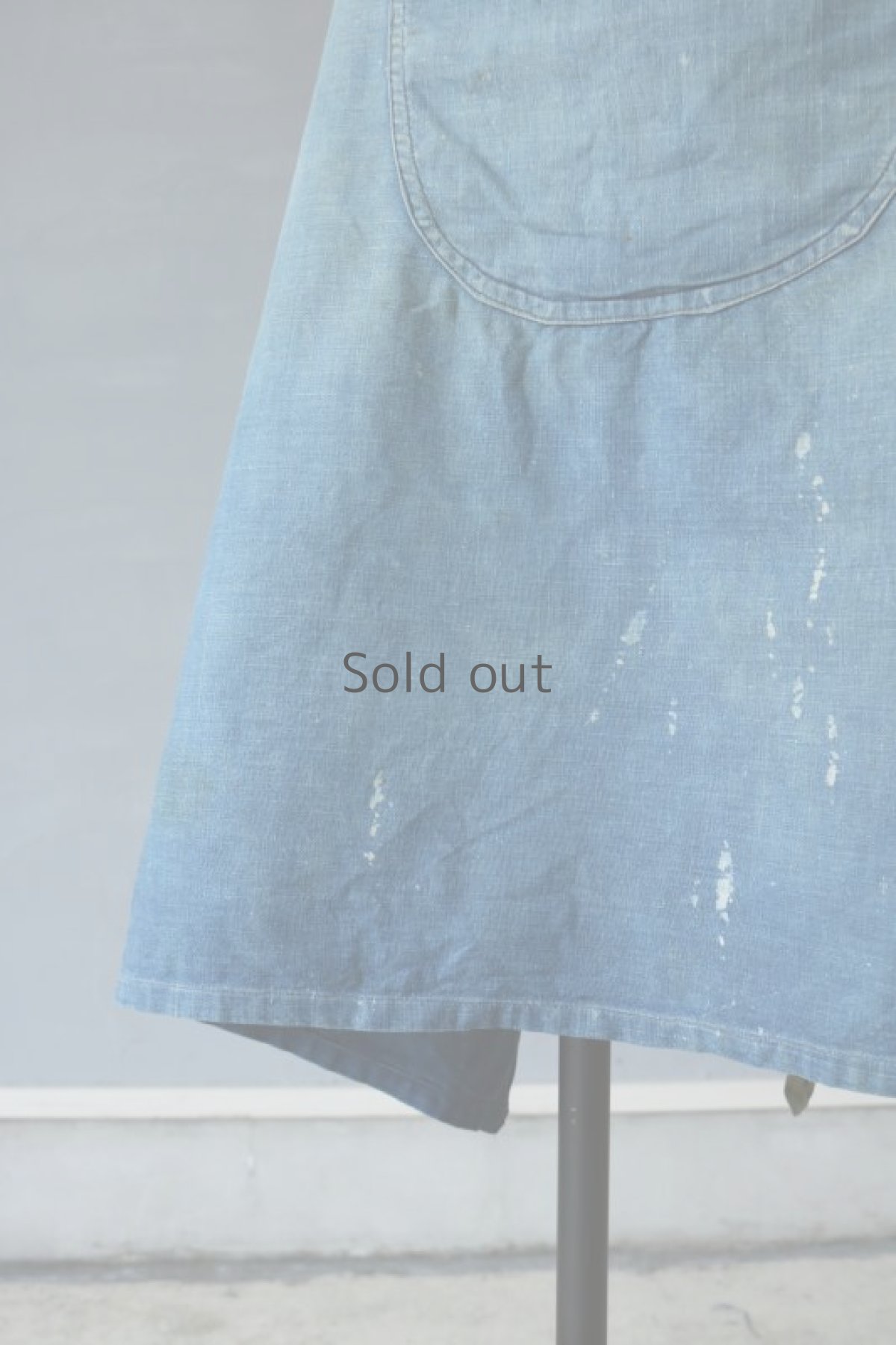 画像5: 【フランス】アンティーク　インディゴコットン ワークエプロン（ポケット付き） (5)