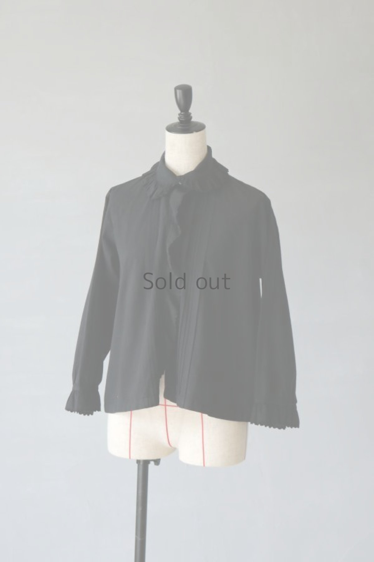 画像2: 【フランス】アンティークコットン×染め　クラシックブラウス(黒) (2)