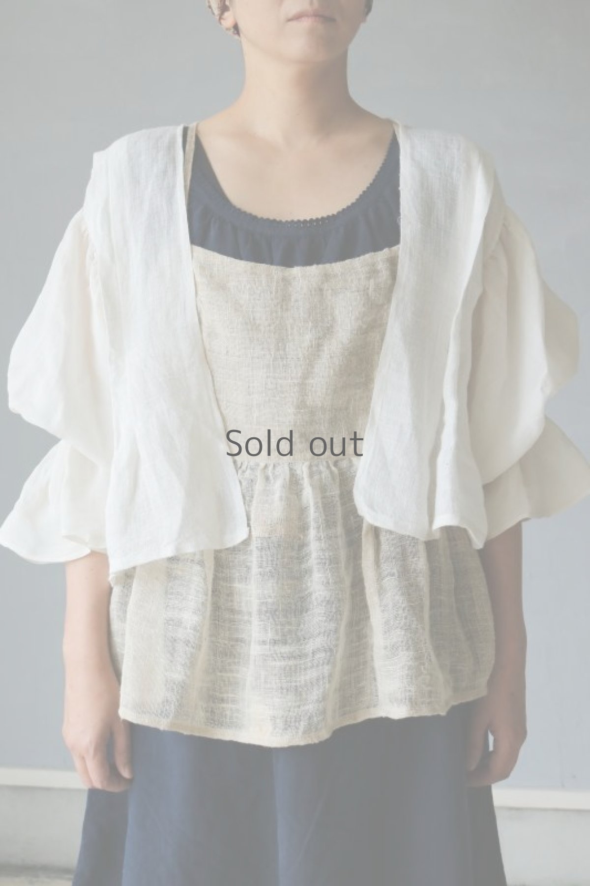 画像4: 【ササキチホ】麻古布　ピエロ袖ブラウス(白) (4)