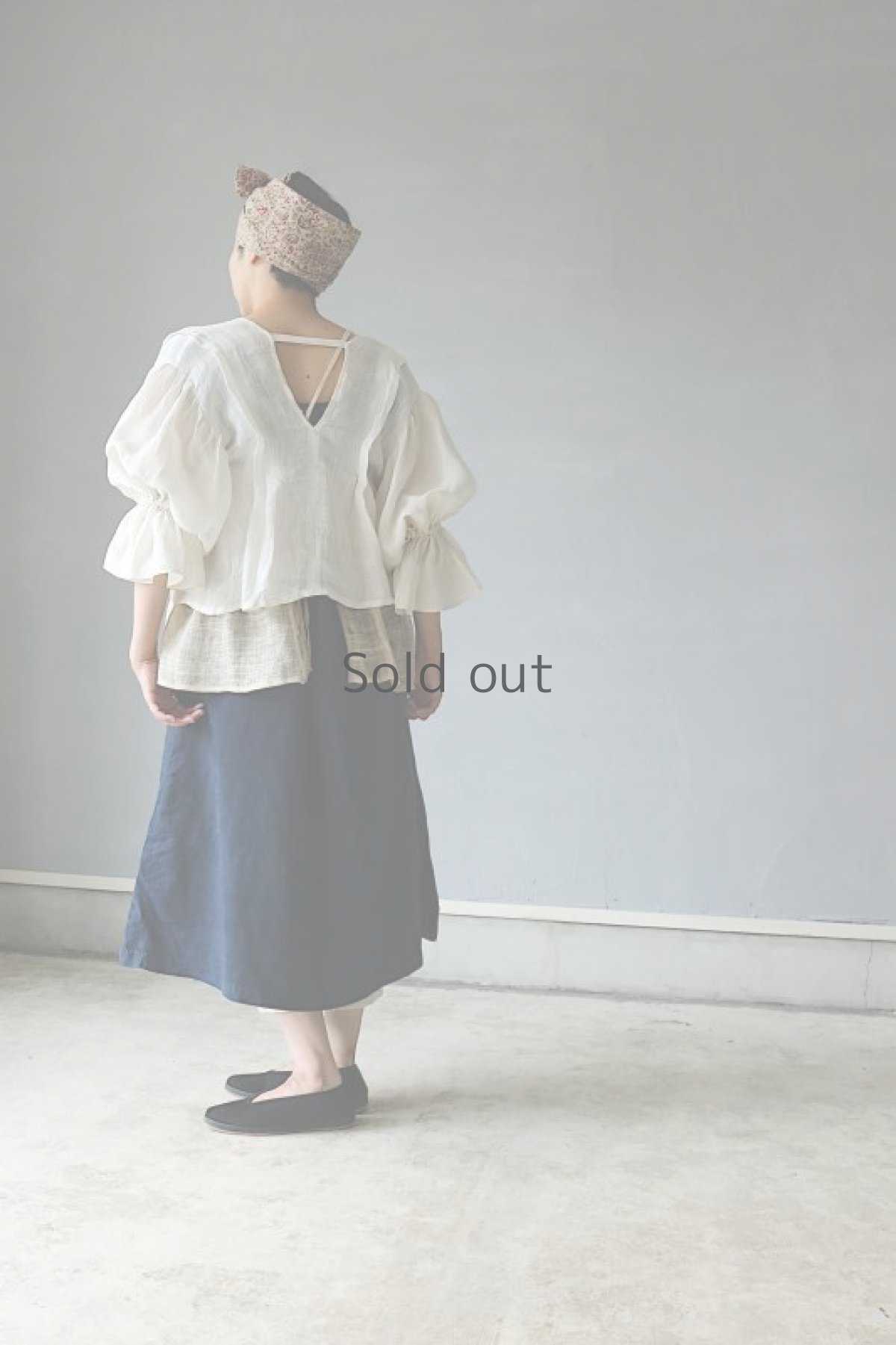 画像3: 【ササキチホ】麻古布　ピエロ袖ブラウス(白) (3)