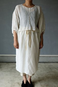 画像2: 【ササキチホ】麻古布　バルーン袖ブラウス＋巻きスカート (2)