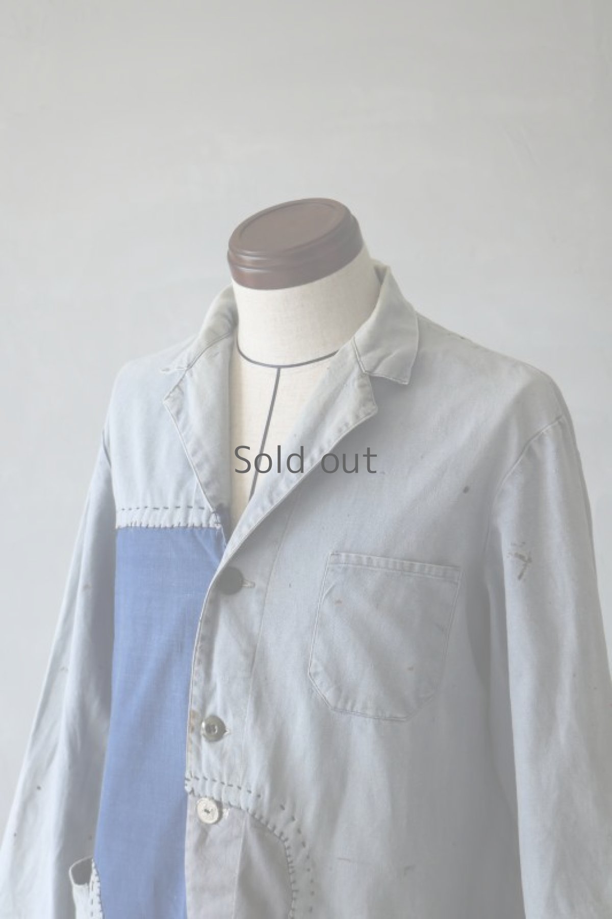 画像3: 【MITSUGU SASAKI】ビンテージリメイク　パッチワーク　ワークコート（グレー） (3)