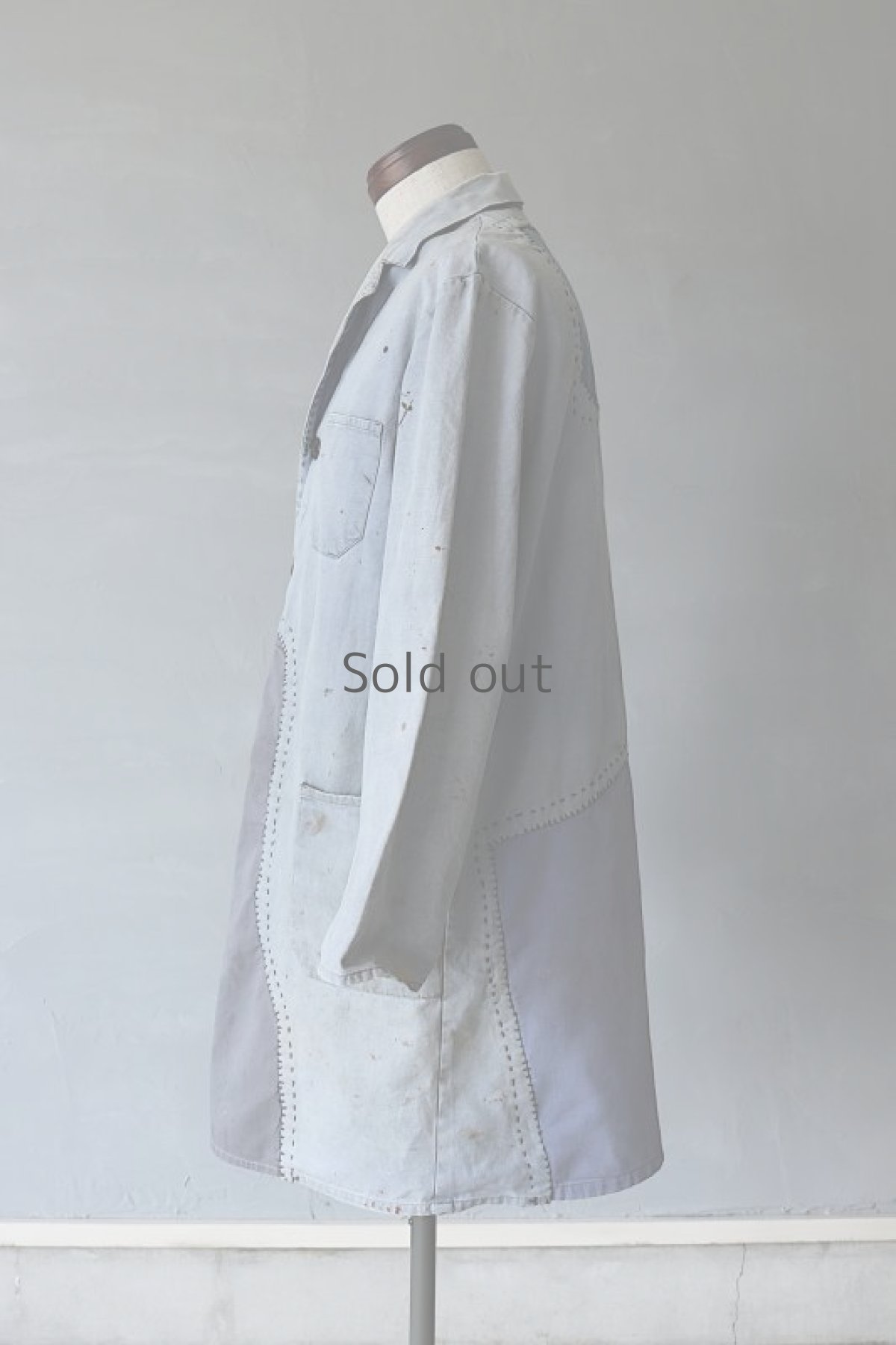 画像8: 【MITSUGU SASAKI】ビンテージリメイク　パッチワーク　ワークコート（グレー） (8)