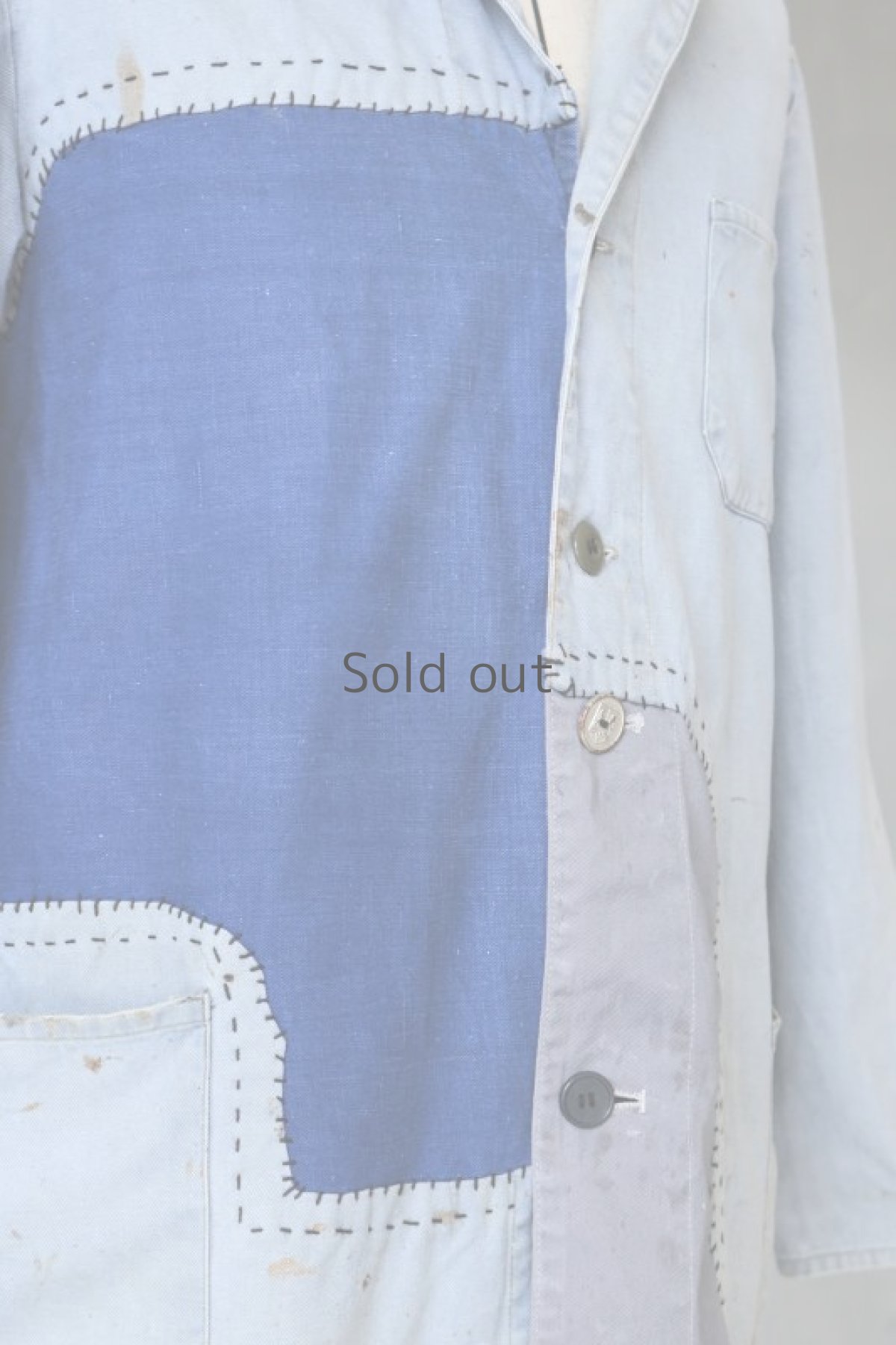 画像4: 【MITSUGU SASAKI】ビンテージリメイク　パッチワーク　ワークコート（グレー） (4)