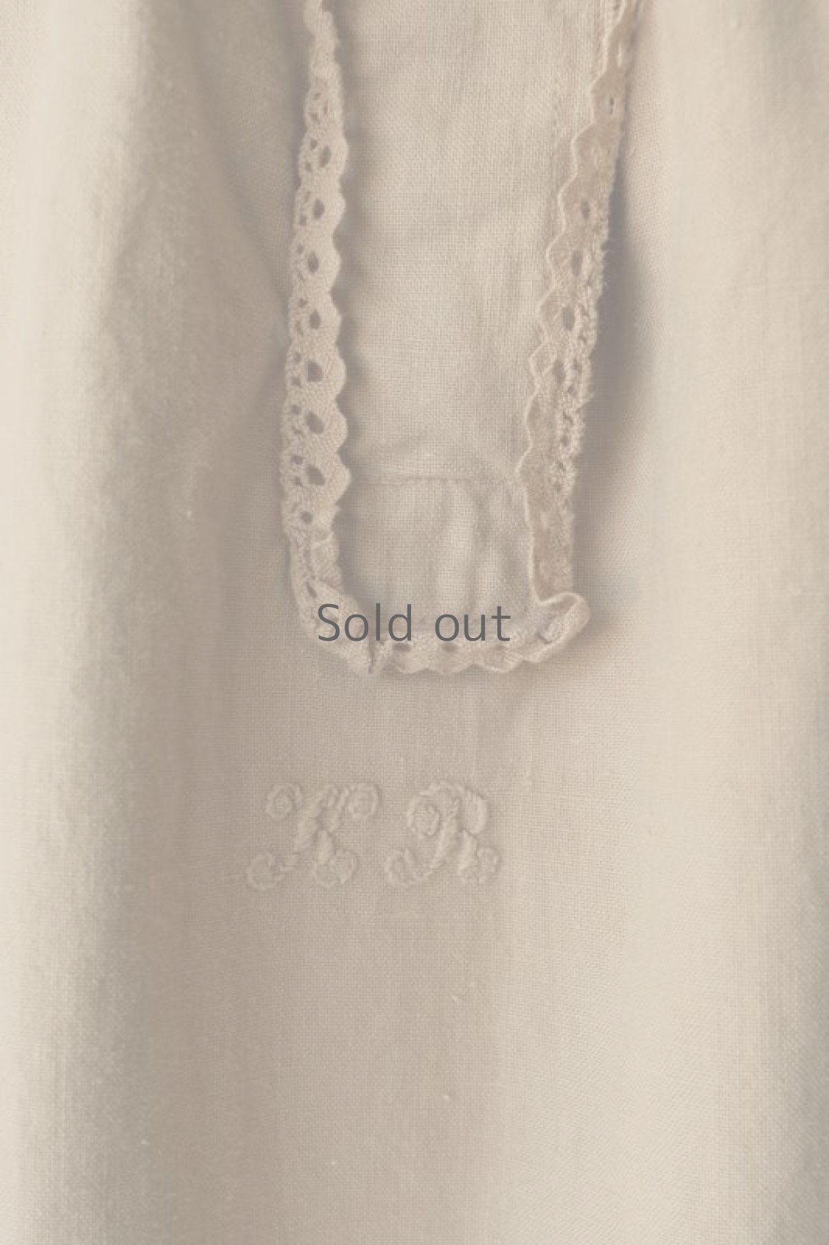 画像4: 【ドイツ】アンティークリネン×染　ヘンリーネック半袖ワンピース（ベージュ） (4)