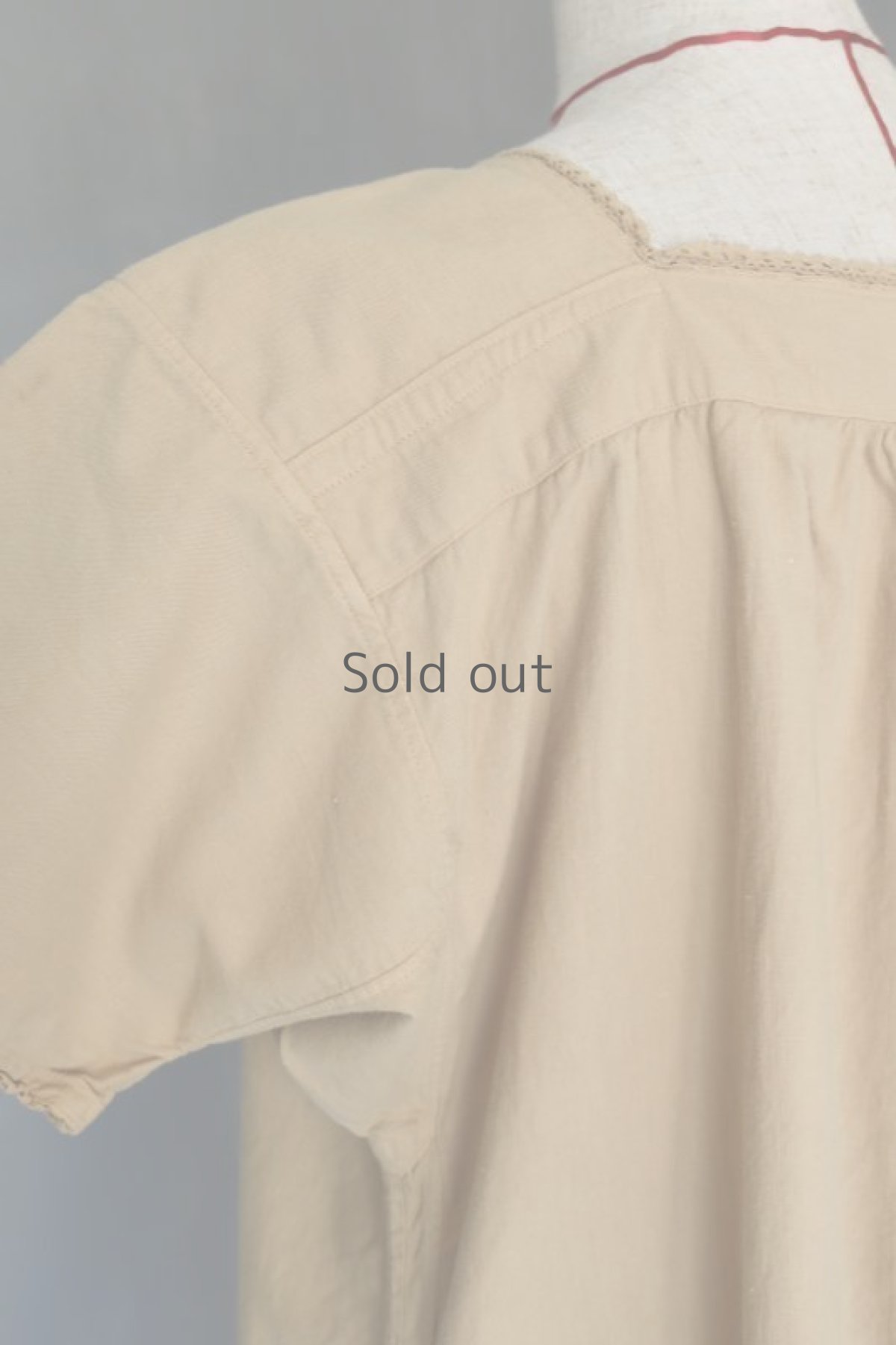 画像12: 【ドイツ】アンティークリネン×染　ヘンリーネック半袖ワンピース（ベージュ） (12)