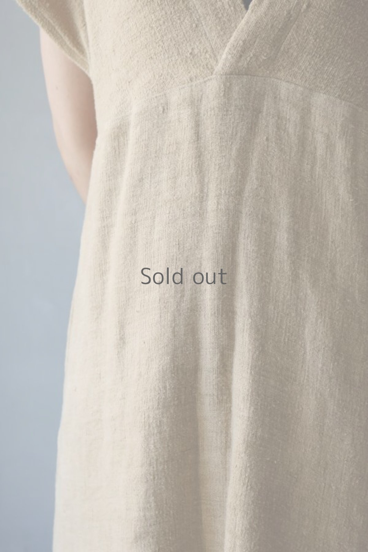 画像7: 【ササキチホ】アンティーク手織リネン×染め　カレンワンピース（ベージュ） (7)