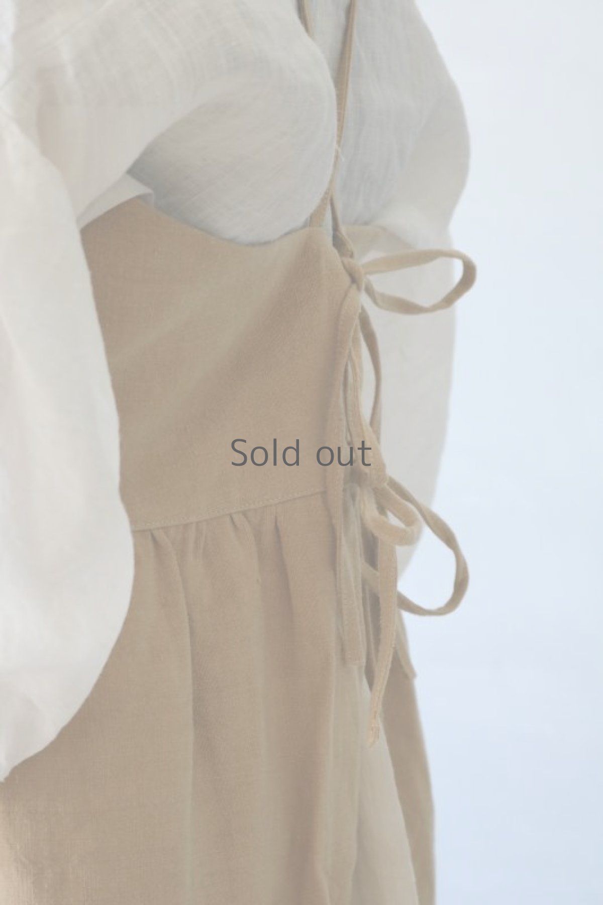 画像8: 【ササキチホ】アンティークリネン×染　背クロス＋リボンキャミソール（ベージュ/ロング丈） (8)