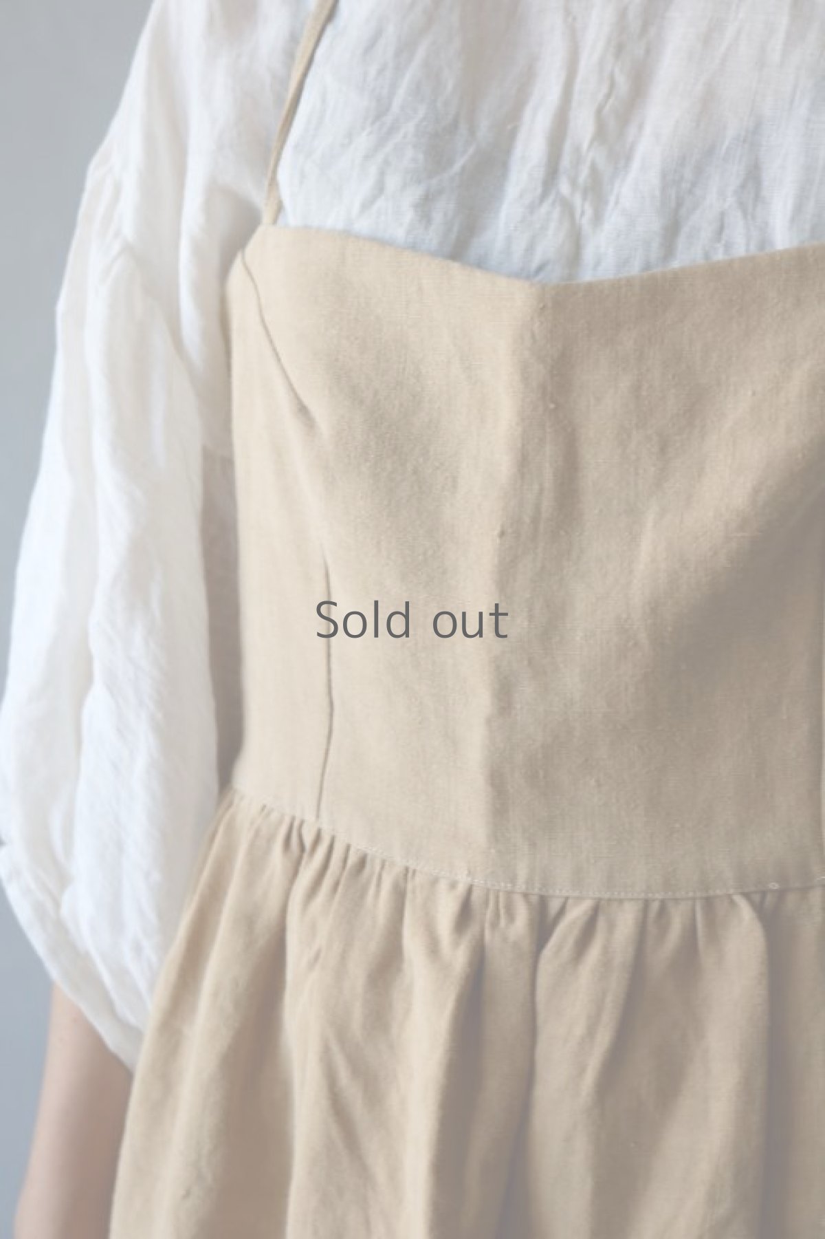 画像5: 【ササキチホ】アンティークリネン×染　背クロス＋リボンキャミソール（ベージュ/ロング丈） (5)