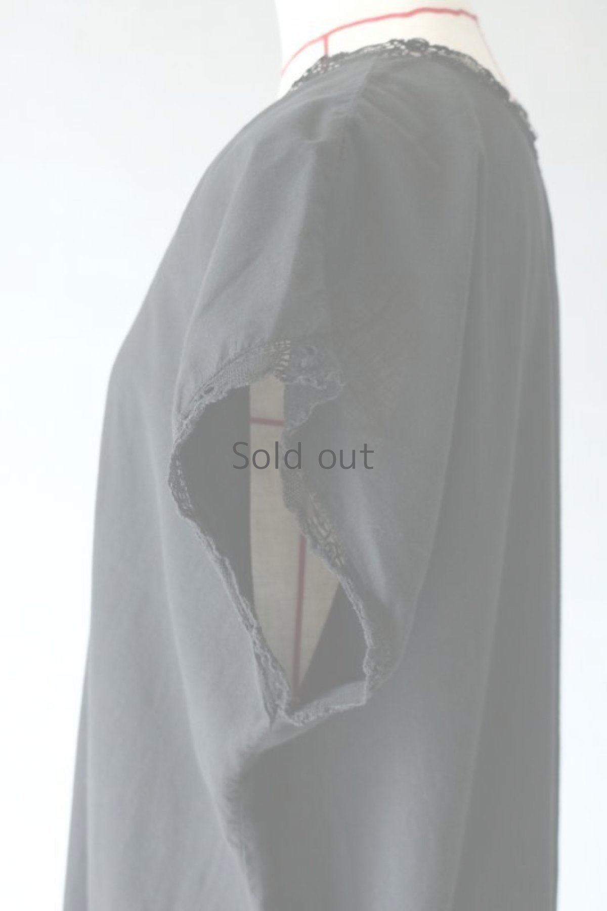 画像6: 【フランス】アンティークコットン×染　Vネックレース　ノースリーブワンピース（ブラック） (6)